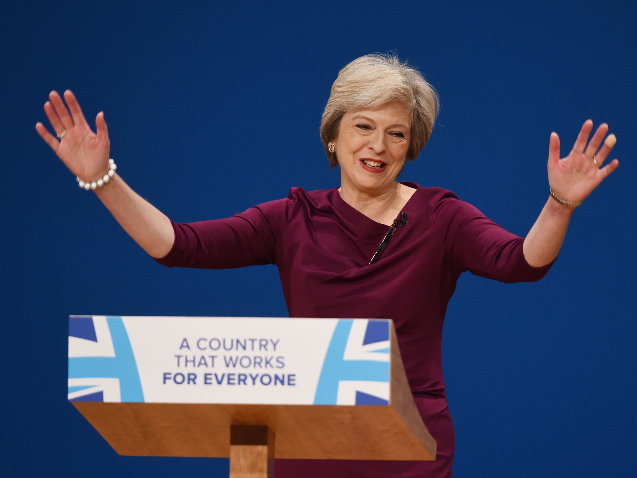 Prime Minister Theresa May speaking to the Conservative Party conference in Birmingham on Wednesday