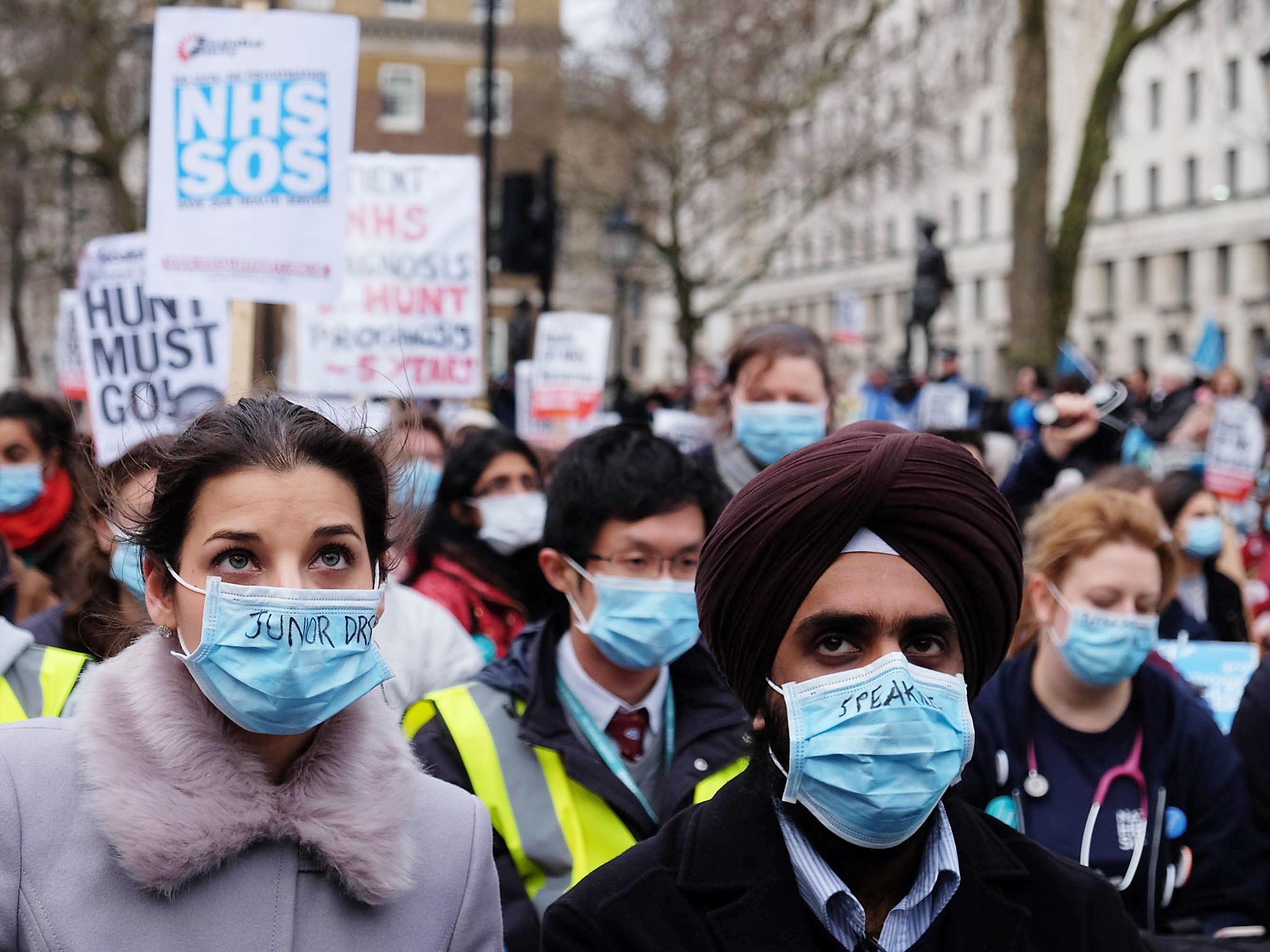 Hundreds of London's doctors took to the streets in 2016 in protest against Mr Hunt's handling of the NHS