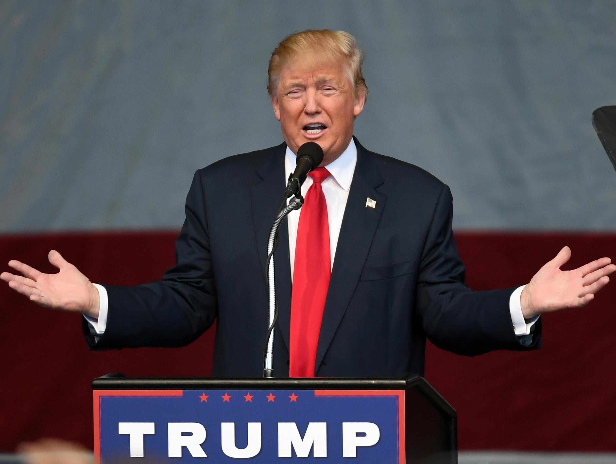 Republican presidential nominee Donald Trump speaks during a campaign rally at the Henderson Pavilion on October 5, 2016 in Henderson, Nevada