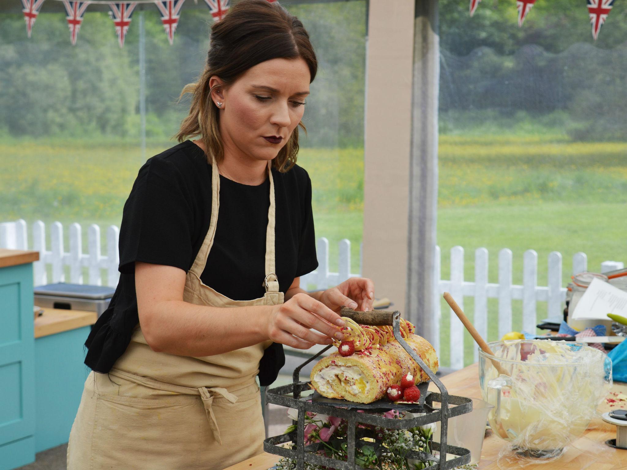 Candice puts the finishing touches to her 'rubbery' roulade