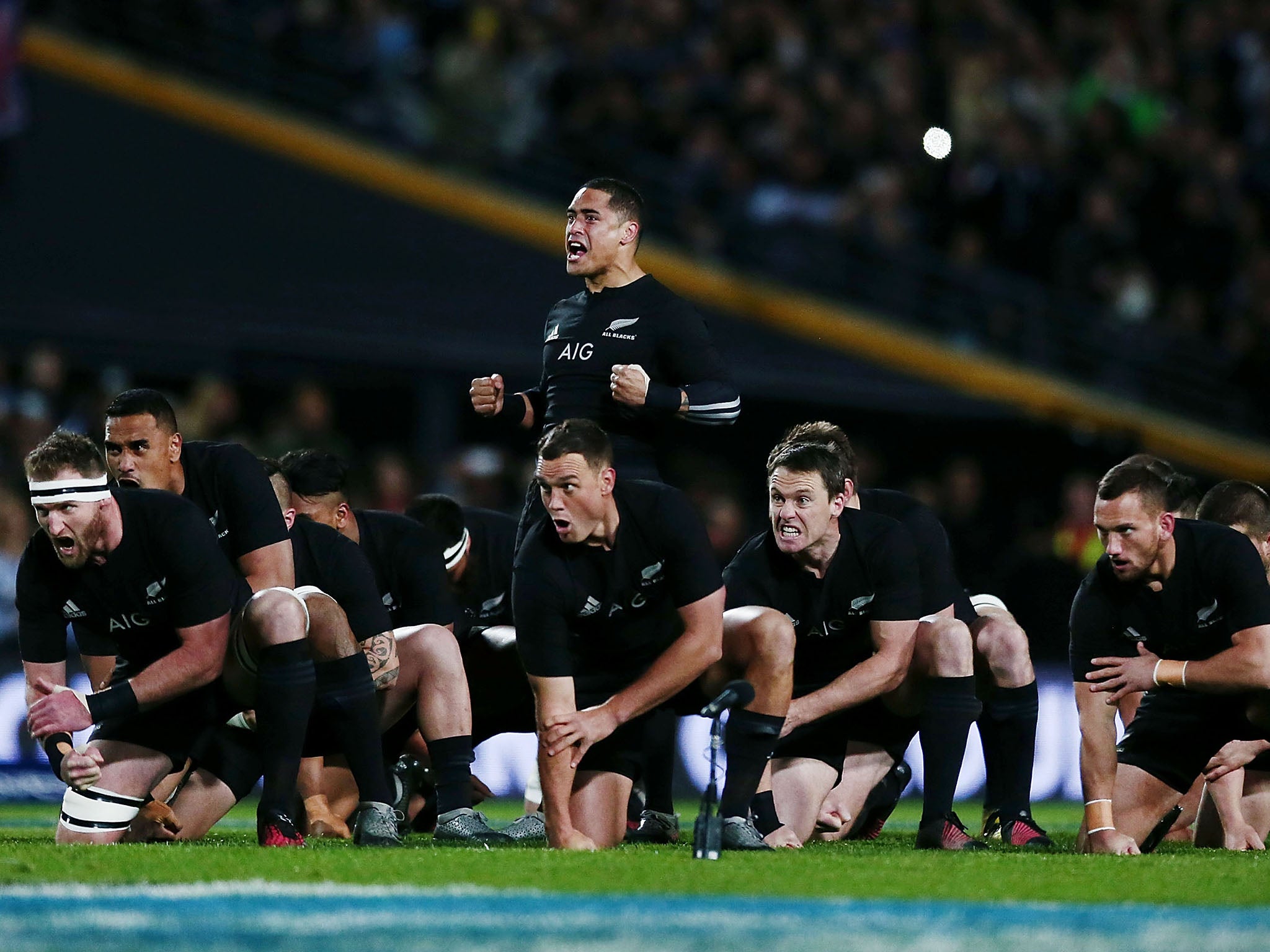 Aaron Smith leading the Haka for the All Blacks