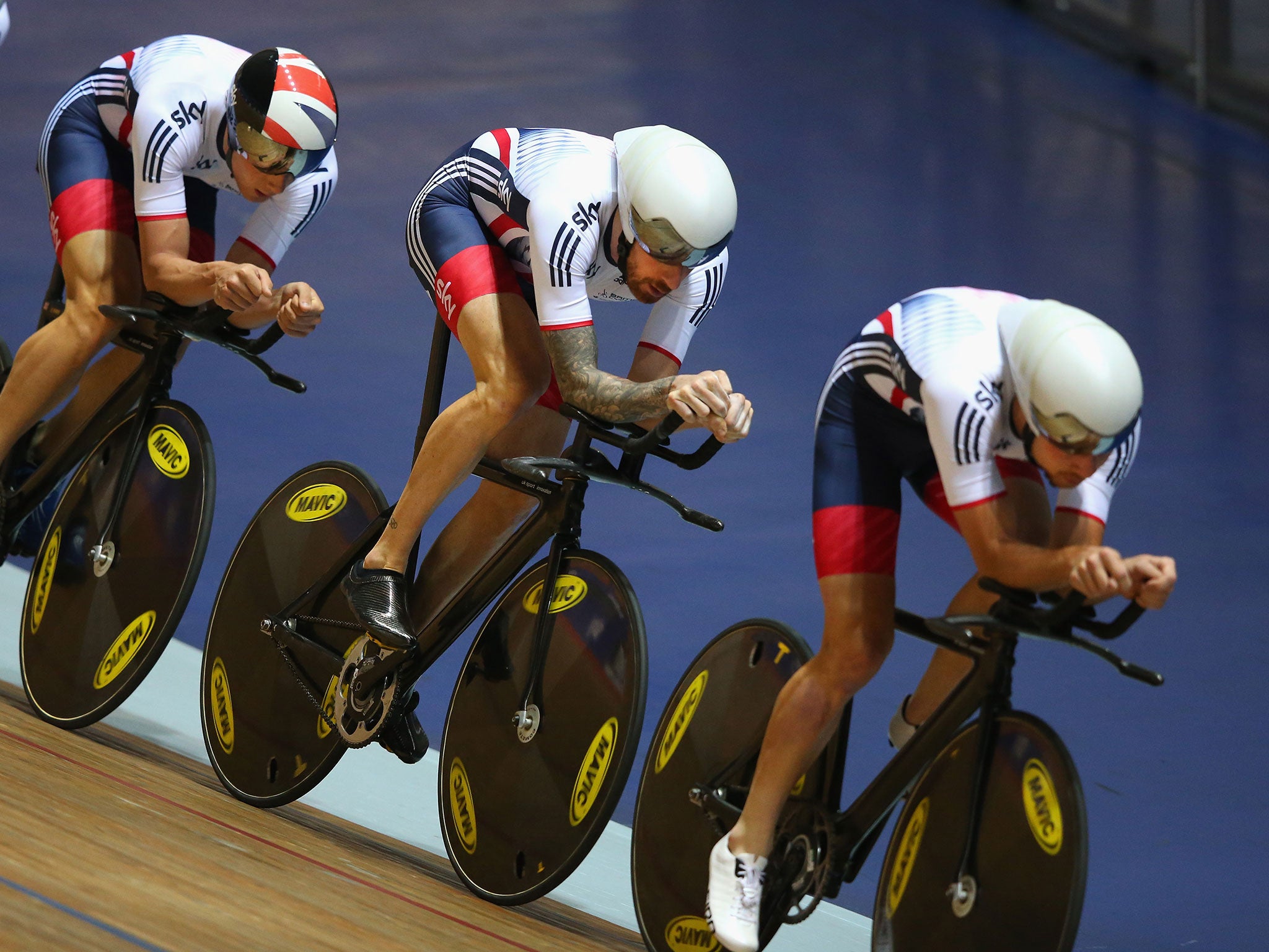 Team Sky in action at Manchester Velodrome