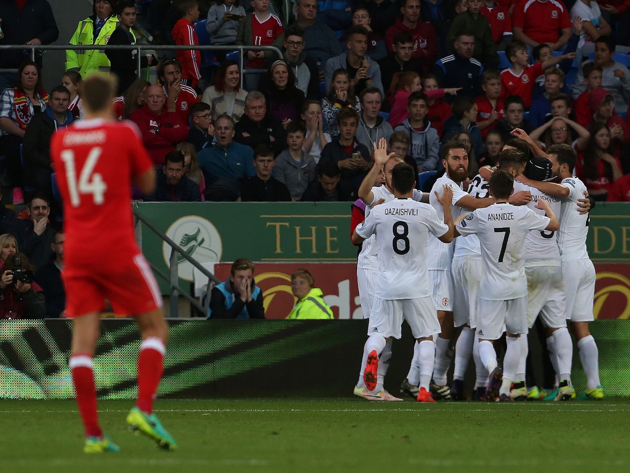 The guests celebrate scoring a surprise equaliser