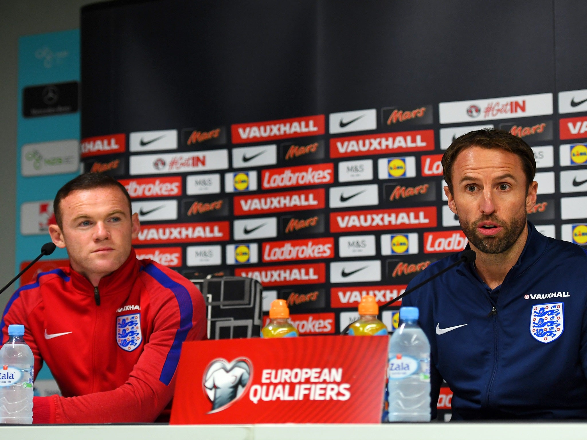 Wayne Rooney and Gareth Southgate address the media