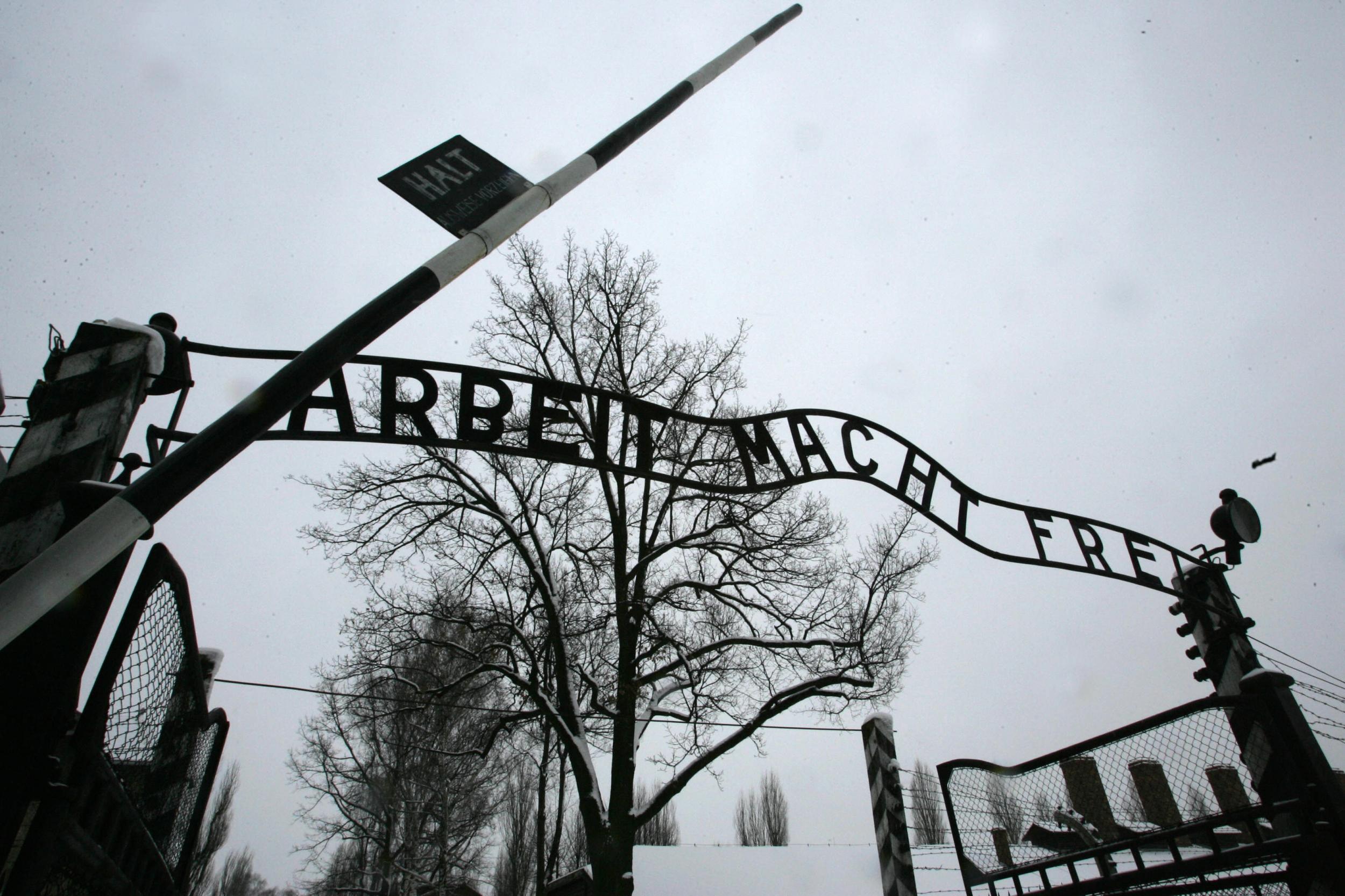 The entrance to the Auschwitz concentration camp in Poland