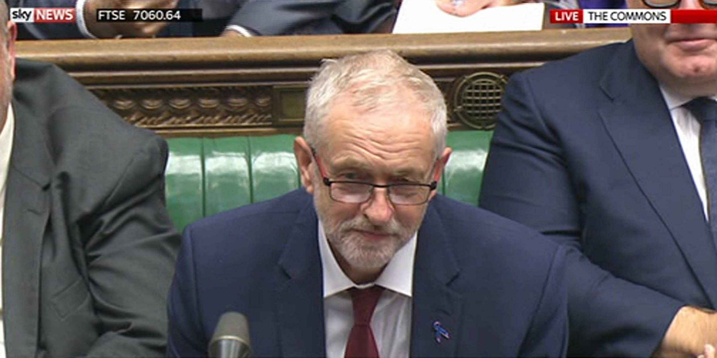Jeremy Corbyn during Prime Minister's Questions (PMQs) in the House of Commons