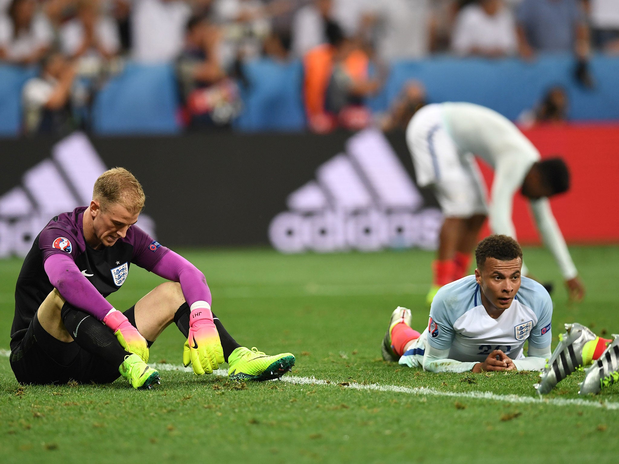 Joe Hart and Dele Alli show their dejection after defeat to Iceland knocks England out of the Euros