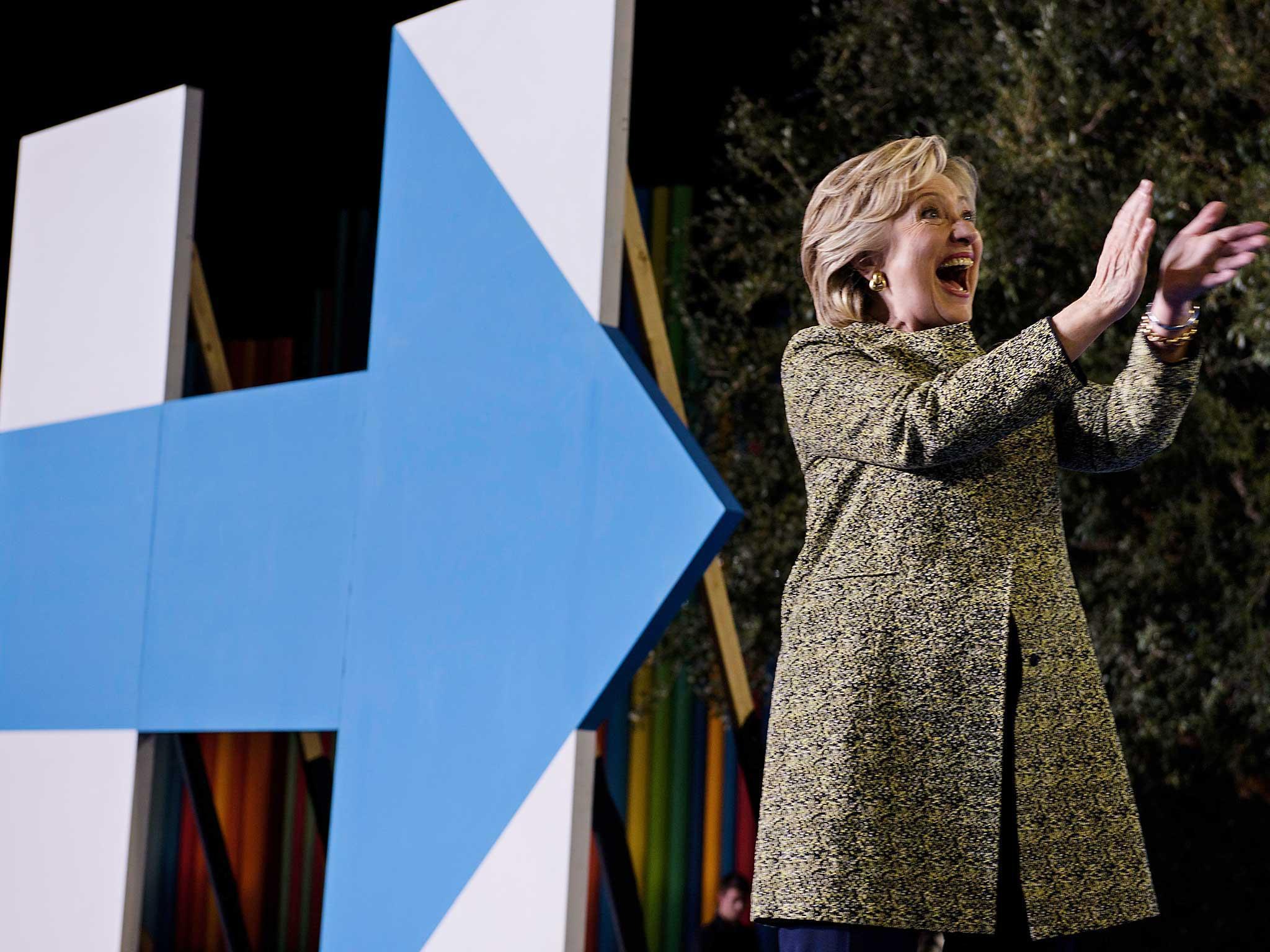 Democratic presidential nominee Hillary Clinton arrives to speak during a Nevada Democratic Party rally in Las Vegas