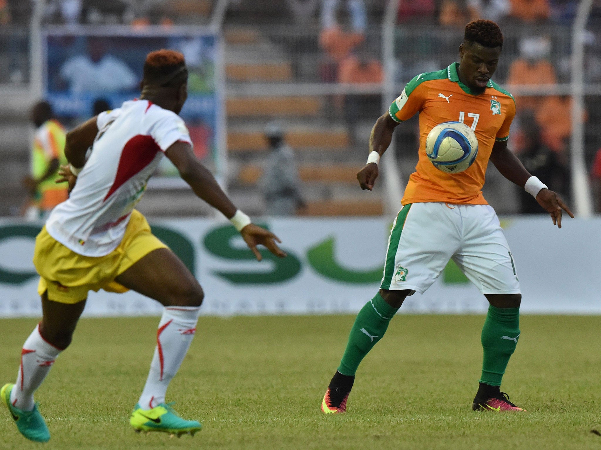 Serge Aurier in action for Ivory Coast last weekend