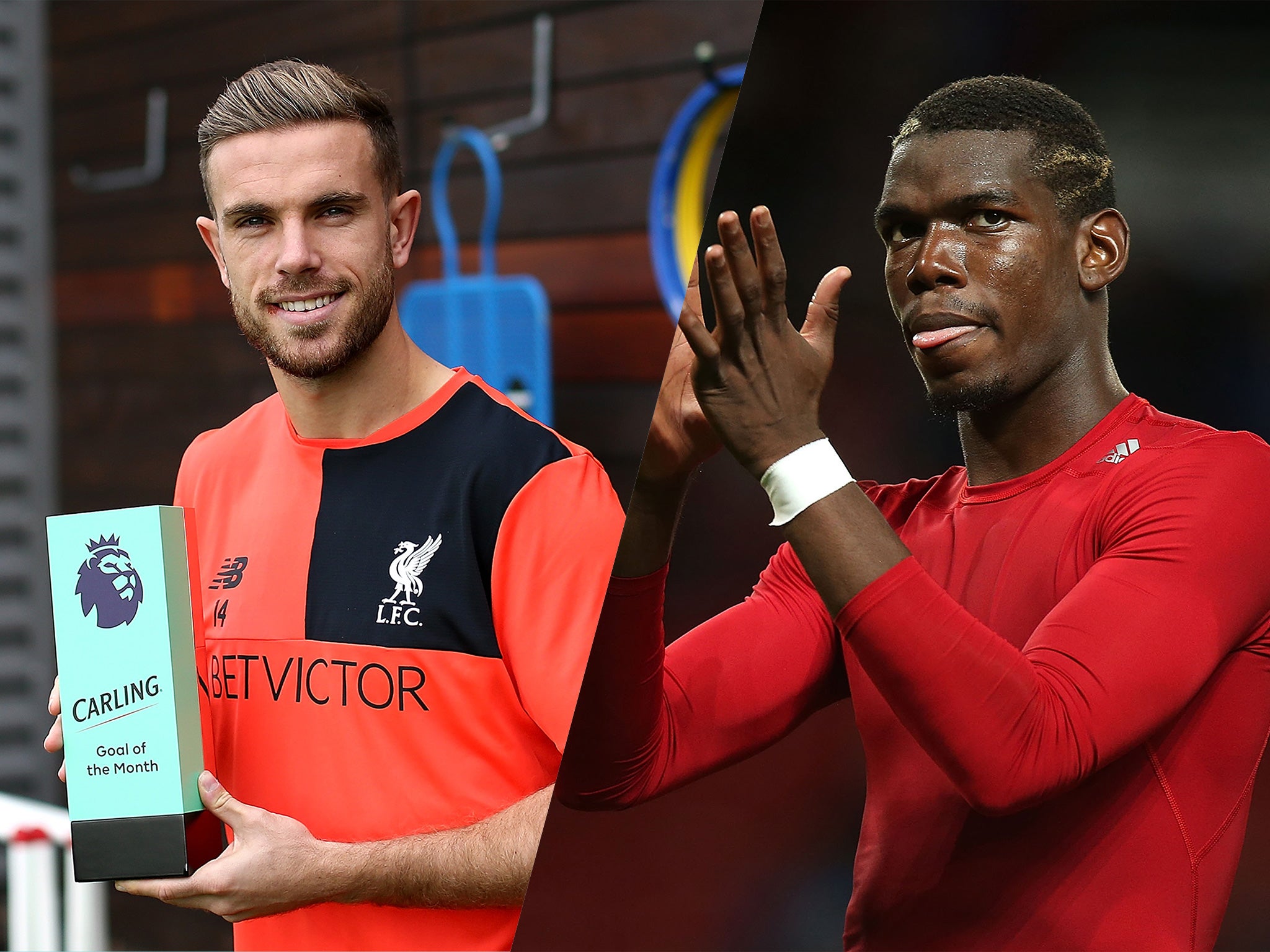 Liverpool's Henderson and Manchester United's Pogba will face each other at Anfield