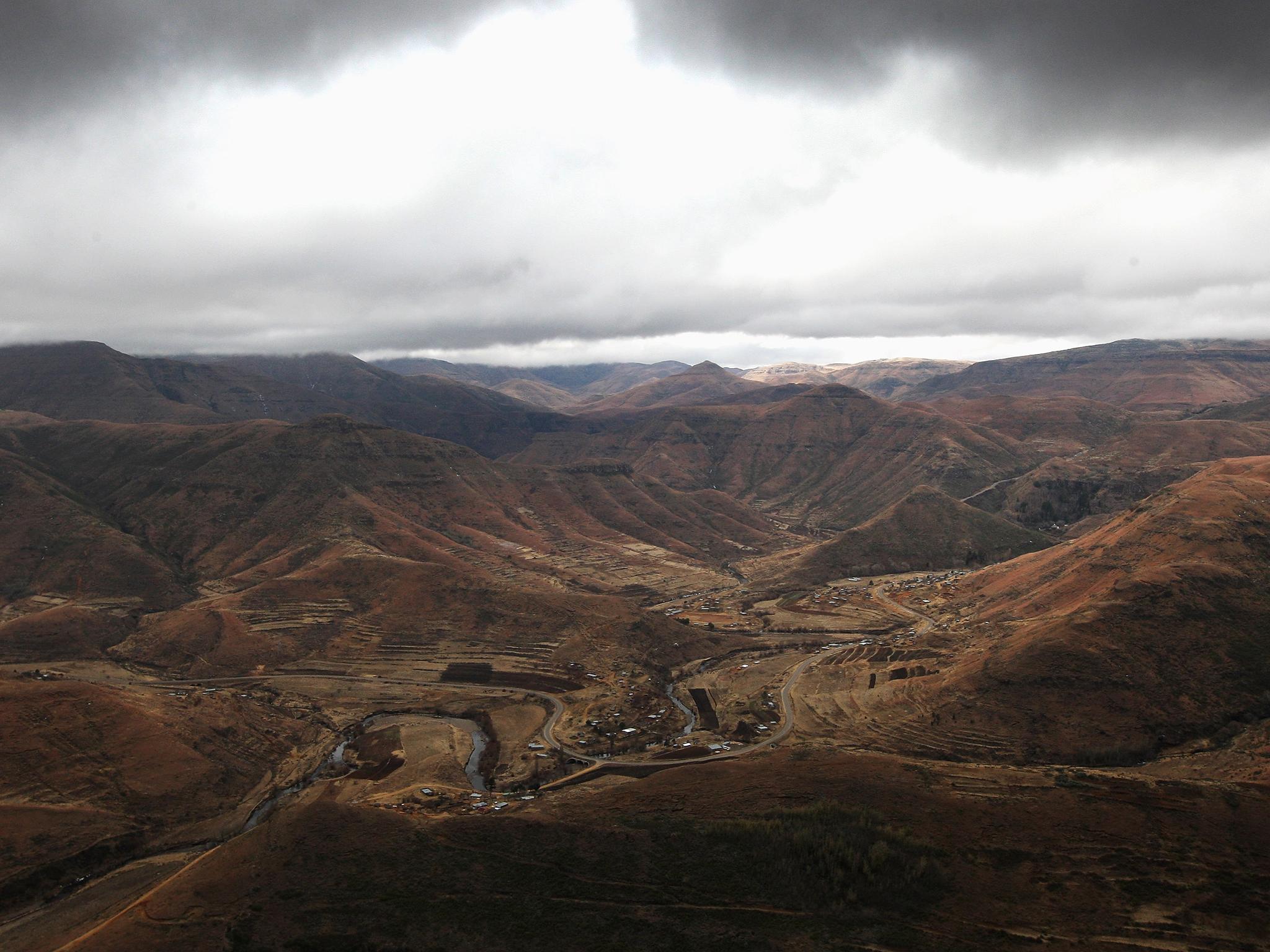 A general view is seen of the mountainous region surrounding the city of Maseru