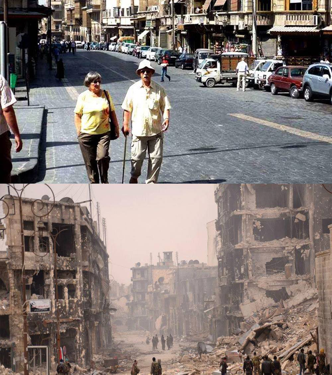 Blown out storefronts just outside the Citadel are unrecognisable from what they once were