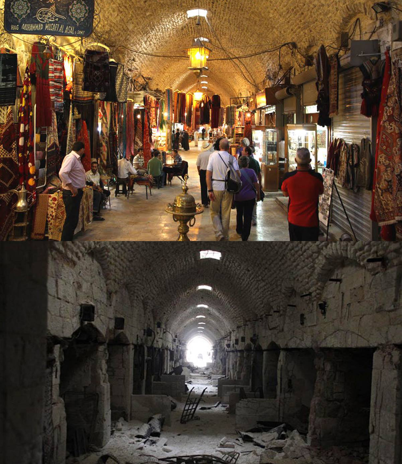 The once bustling market stalls in the walled ancient part of the city sit empty after shellings, covered in dust