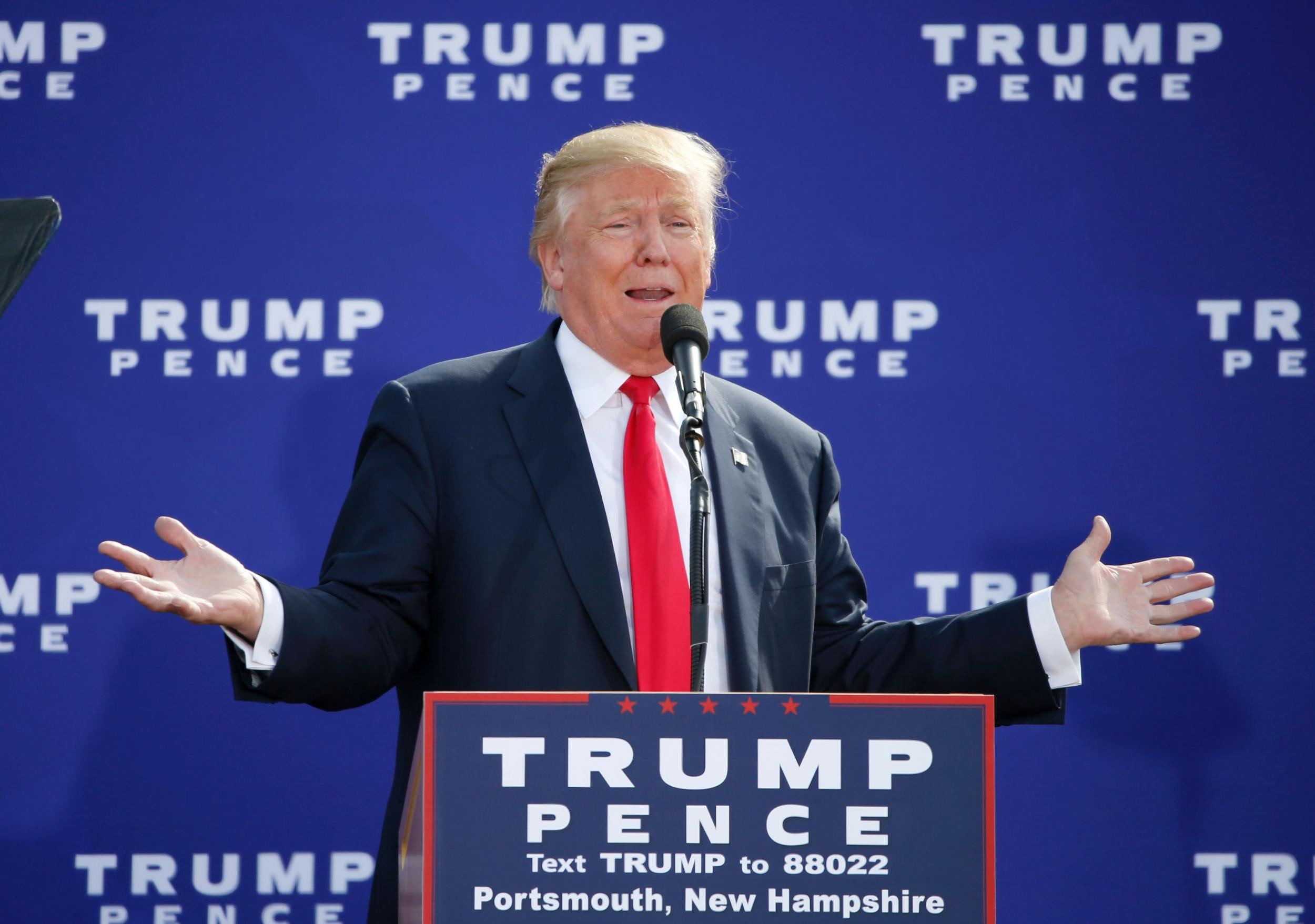 Donald Trump speaks at an event in New Hampshire