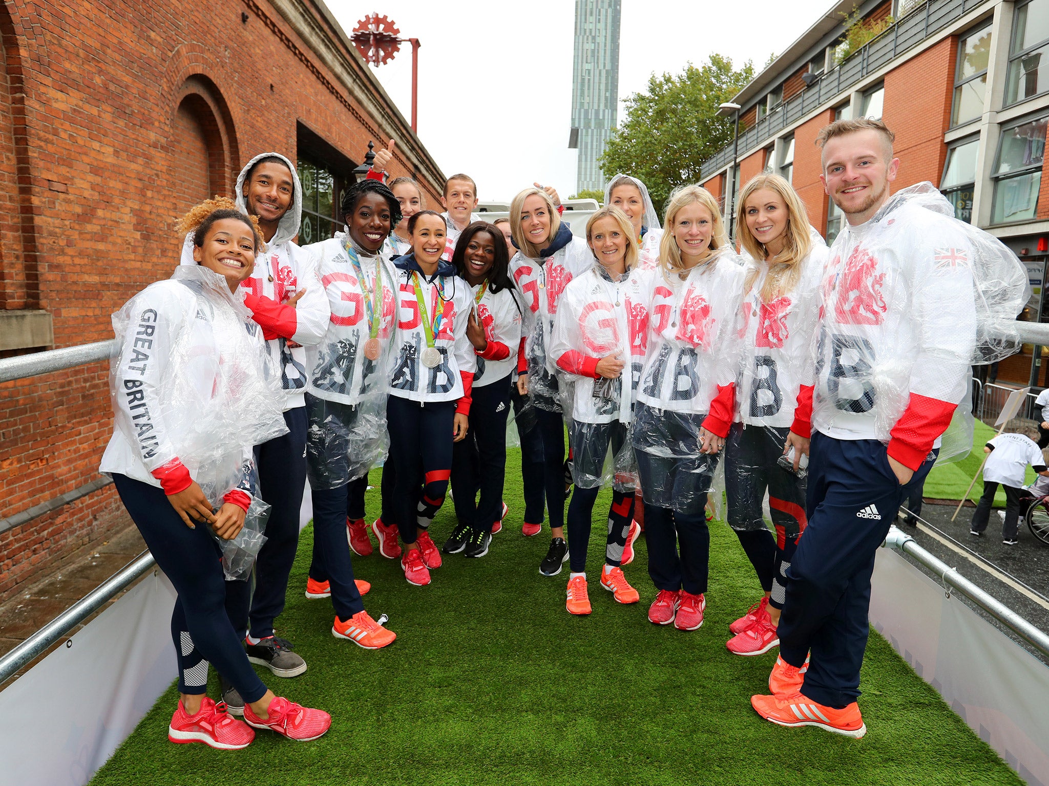 Great Britain's Rio Olympics and Paralympics athletes celebrated their success on the streets of Manchester