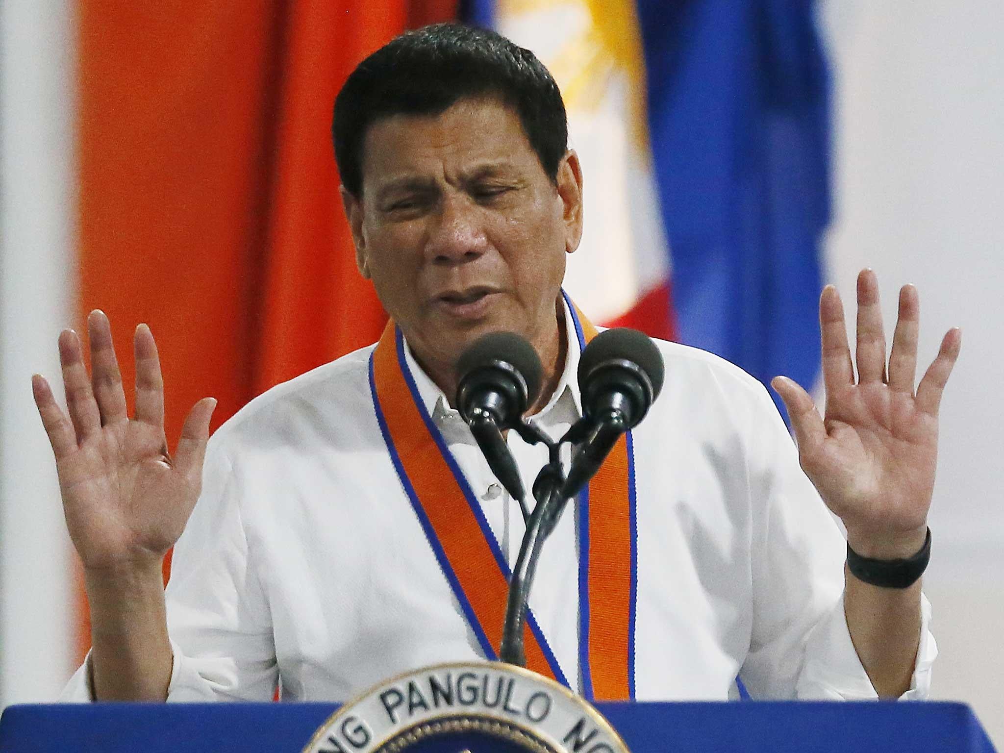 Philippine President Rodrigo Duterte says he had a message from God to stopping turning the air blue