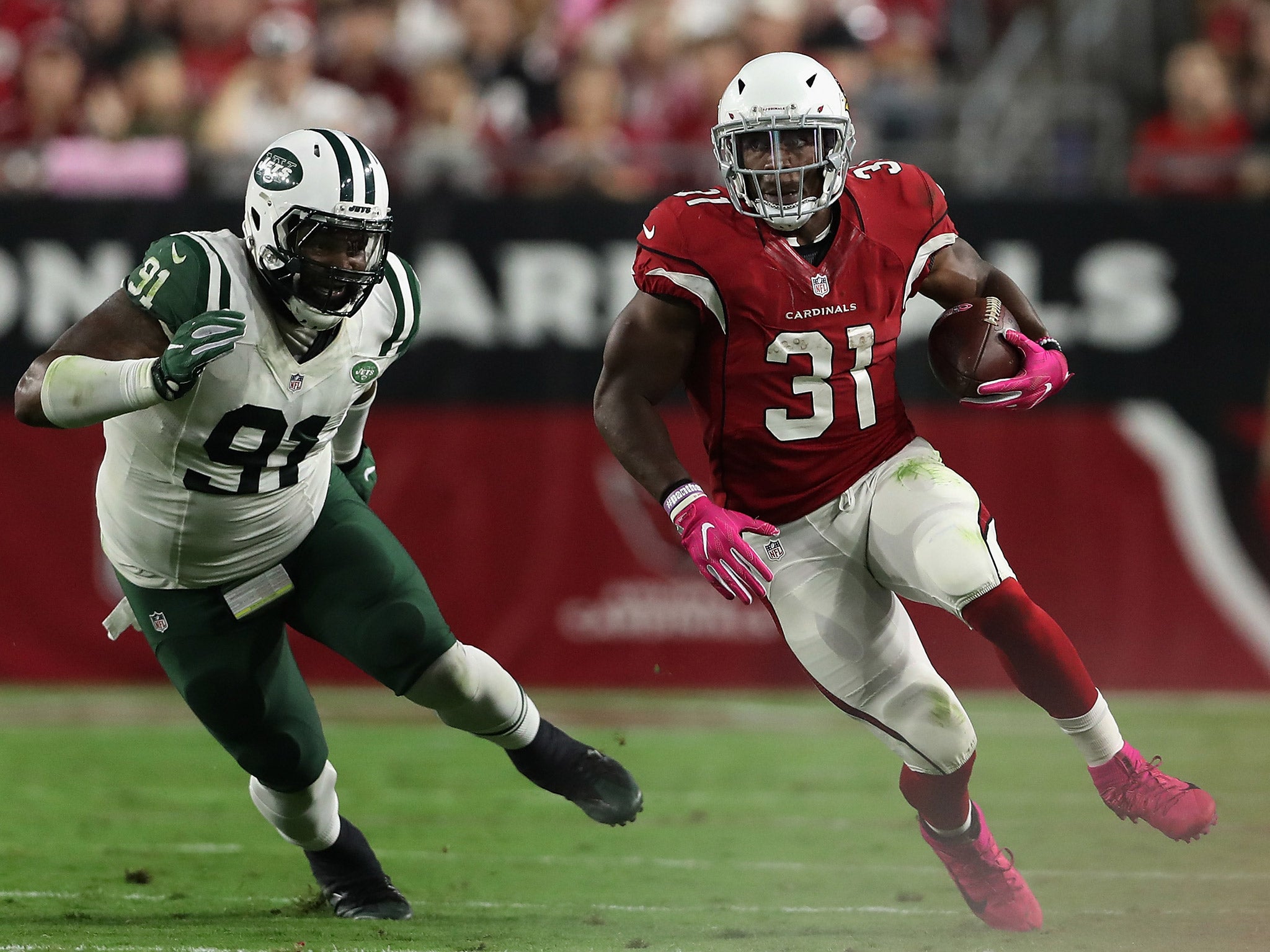 David Johnson ran in three touchdowns for the Cardinals