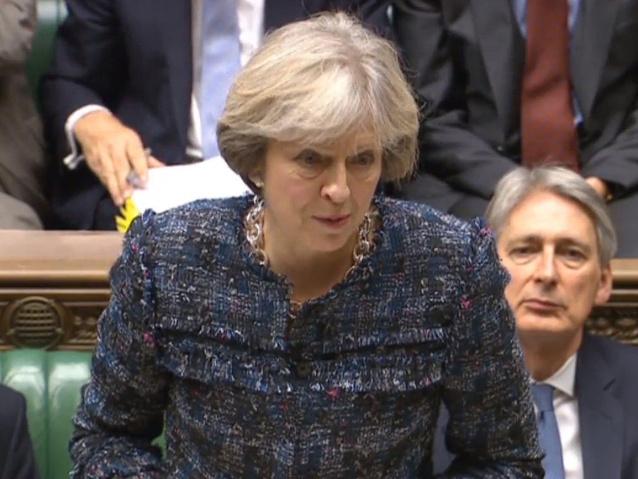 PM Theresa May speaks during Prime Minister's Questions