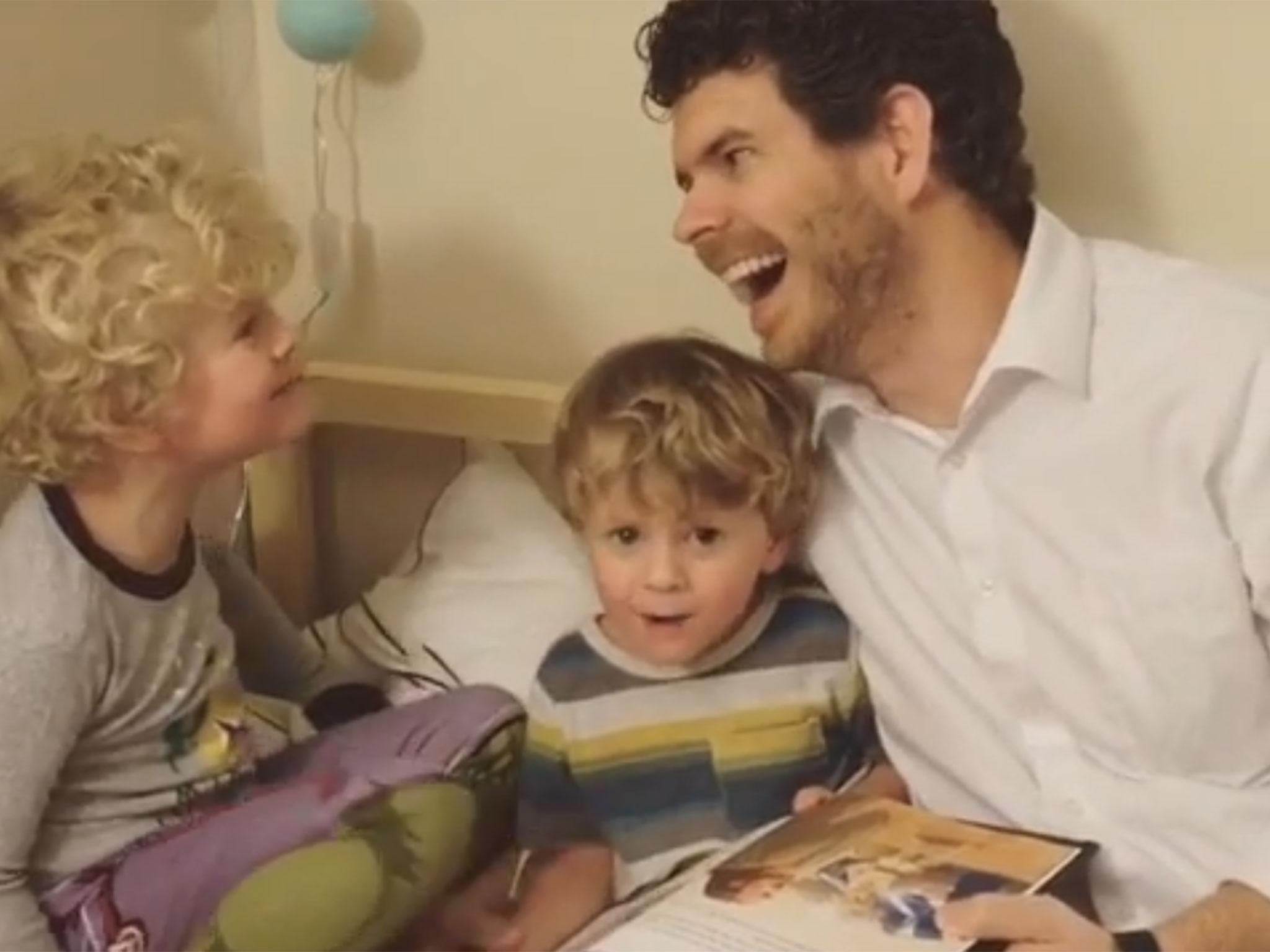 Levi Benlap, who has opened up about his wife's miscarriage, pictured at bedtime with his two sons