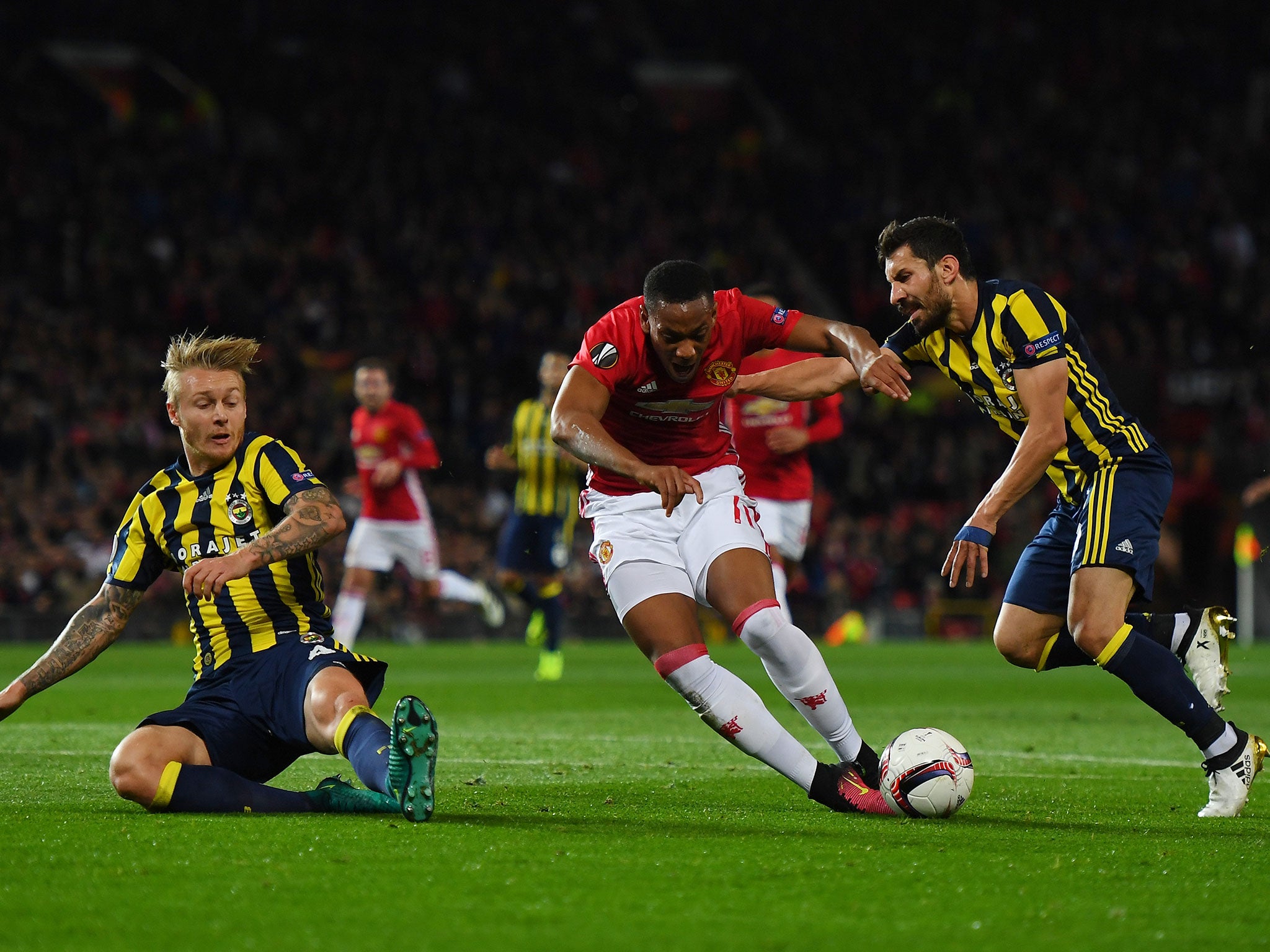 Martial was brought down for United's second penalty of the night