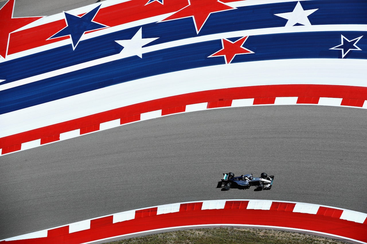 Lewis Hamilton in action at the Circuit of the Americas