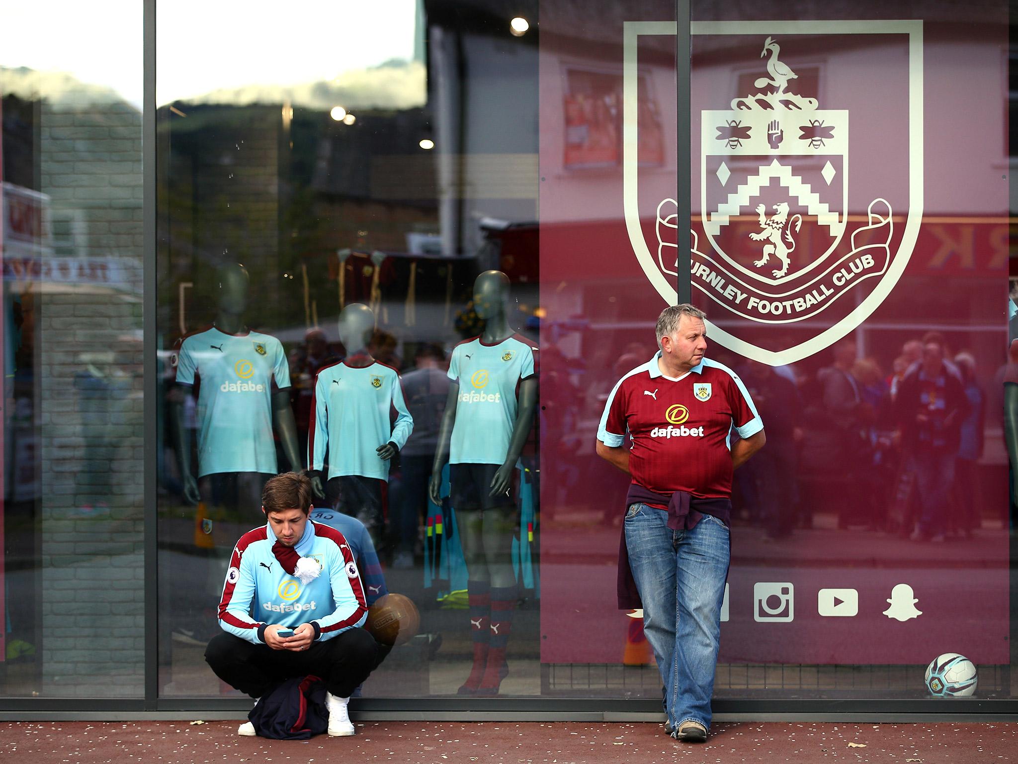 Burnley fans outside Turf Moor ahead of the clash with Everton