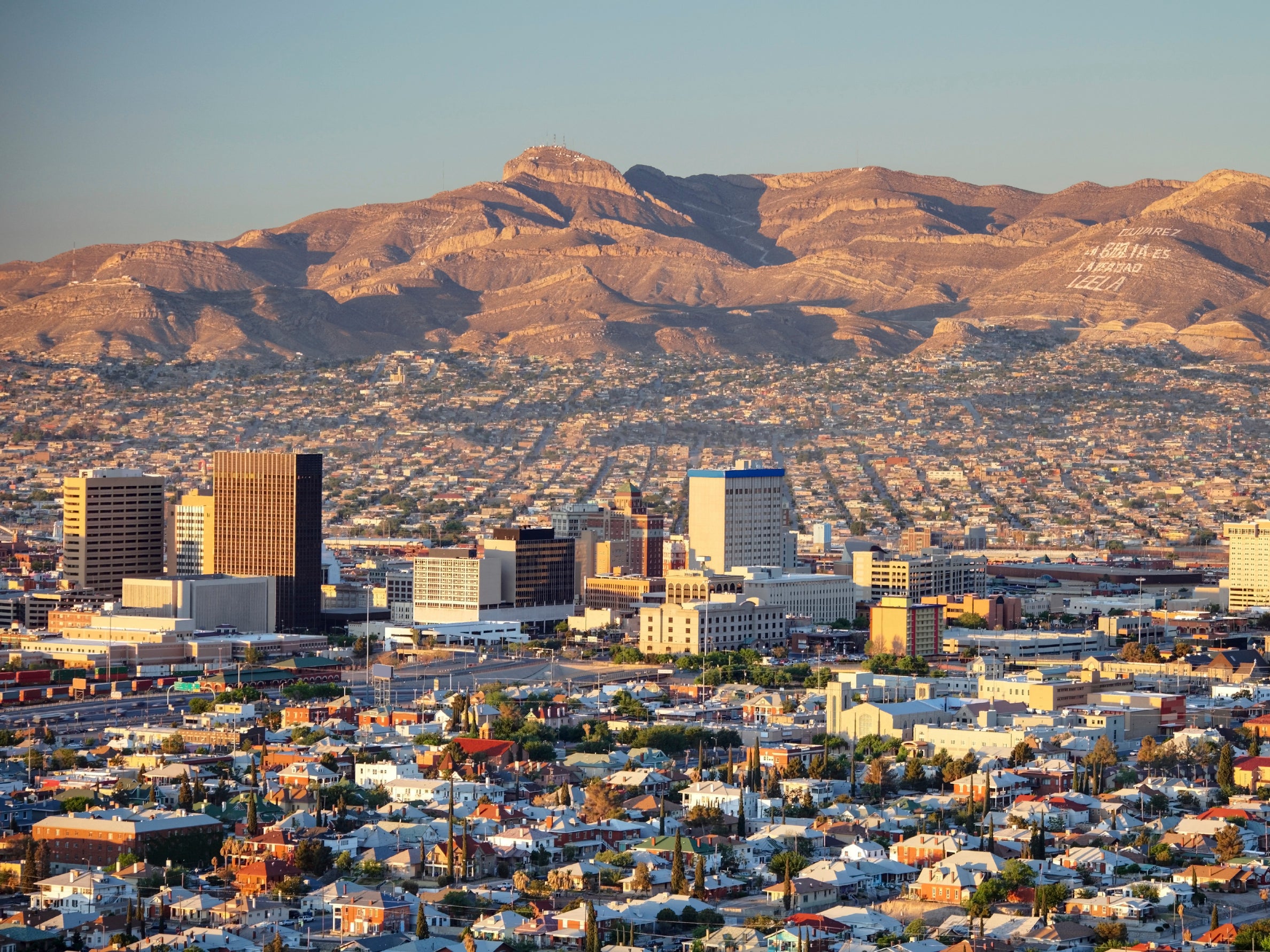 Downtown El Paso with Juarez, Mexico in the background