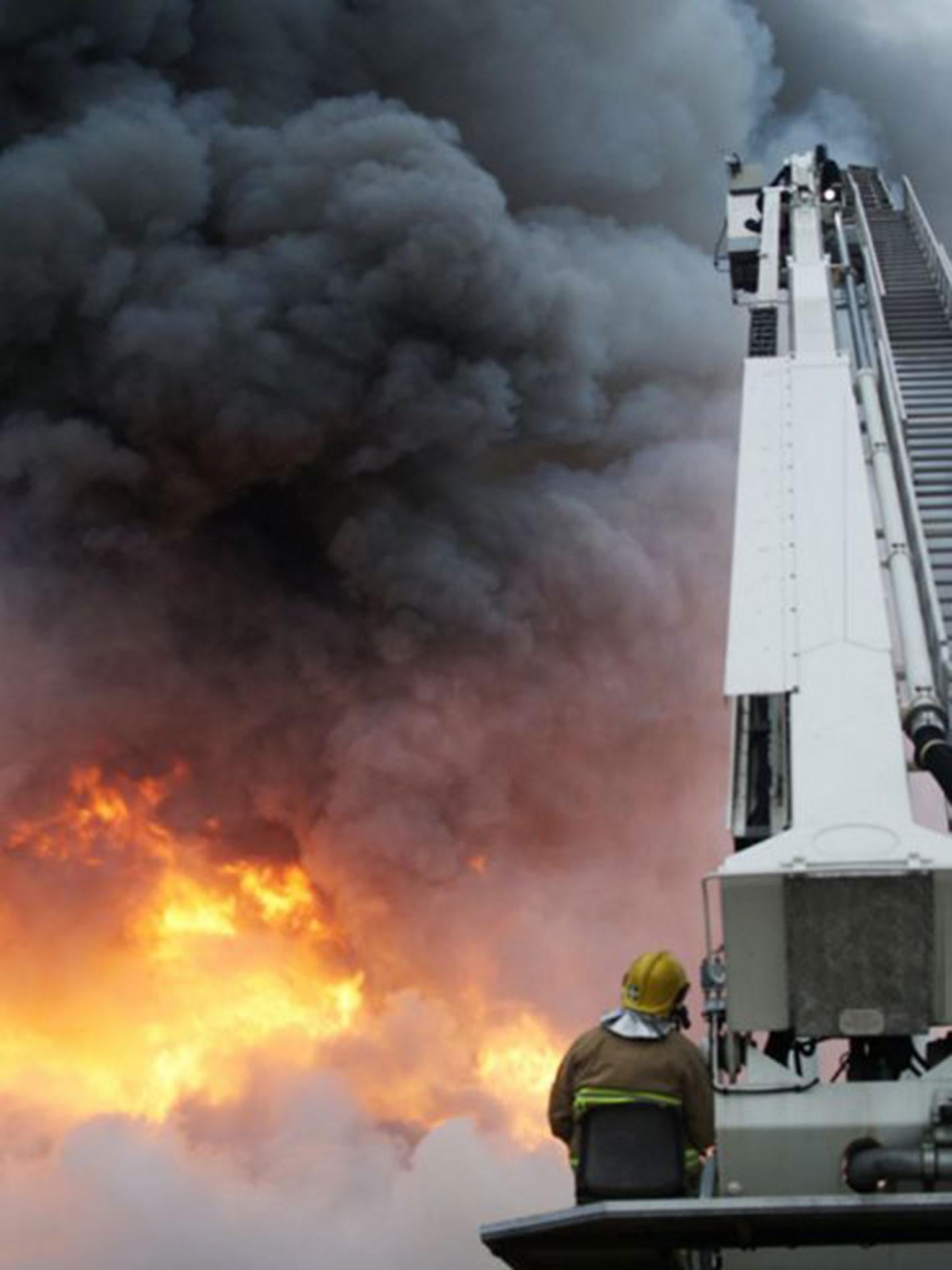 Aerial ladders were used to tackle the blaze