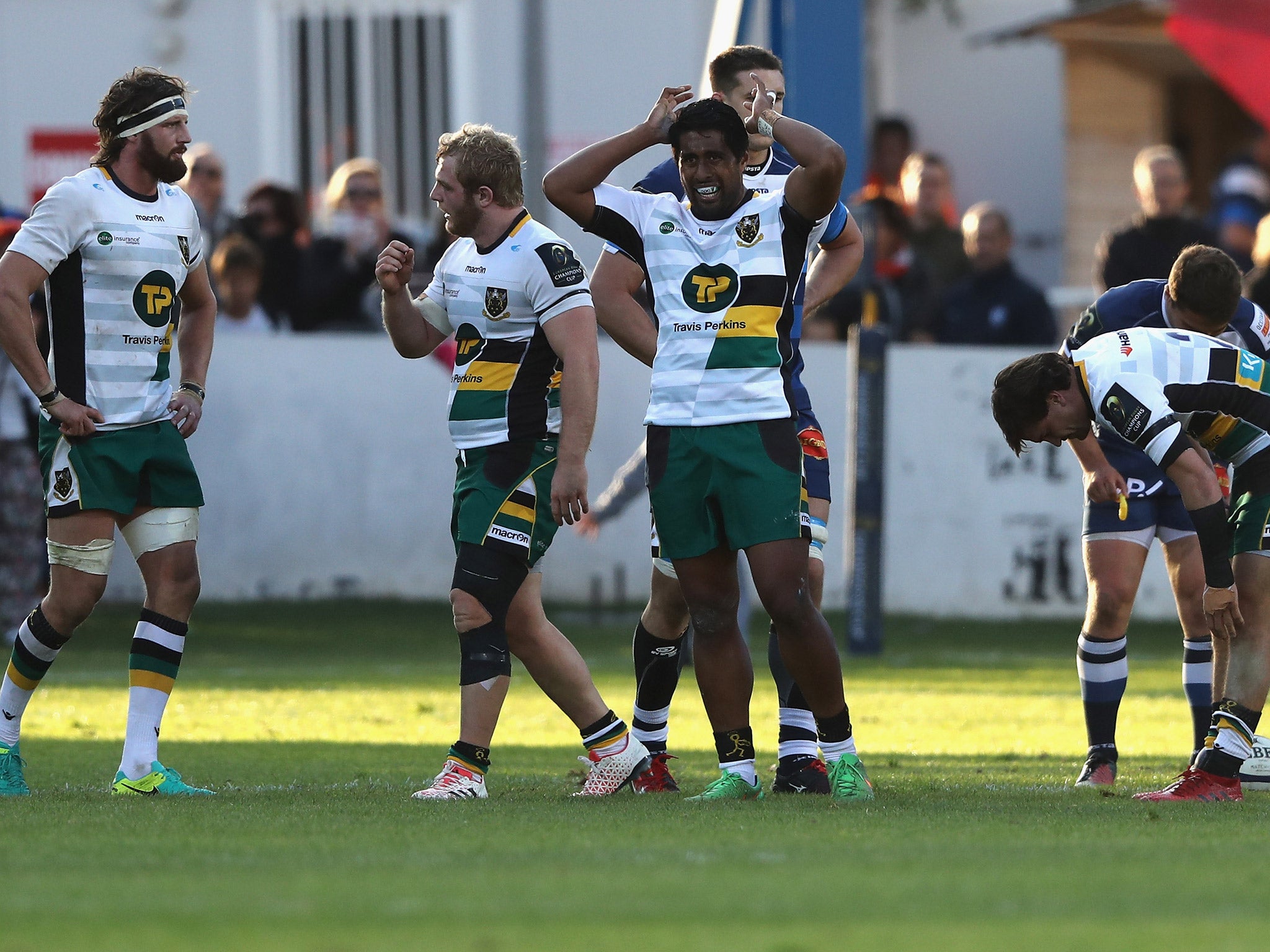 Northampton Saints player look dejected at the full-time whistle