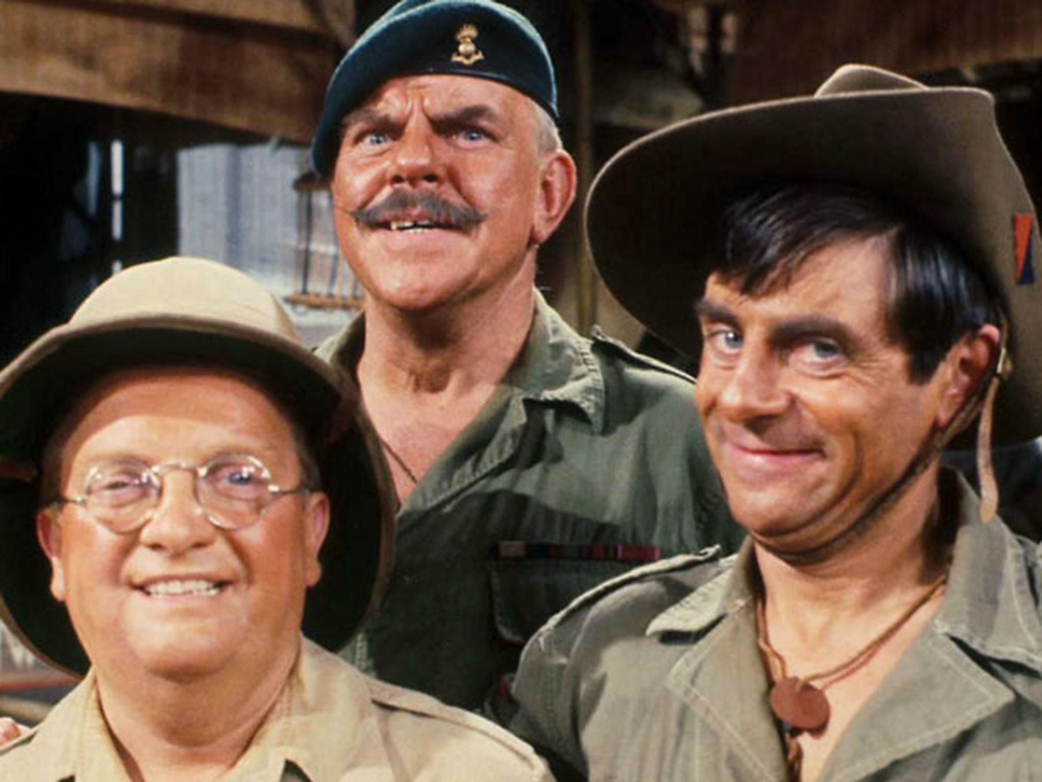 Don Estelle, Windsor Davies and Melvyn Hayes scene from Perry and Croft’s ‘It Ain’t Half Hot Mum’