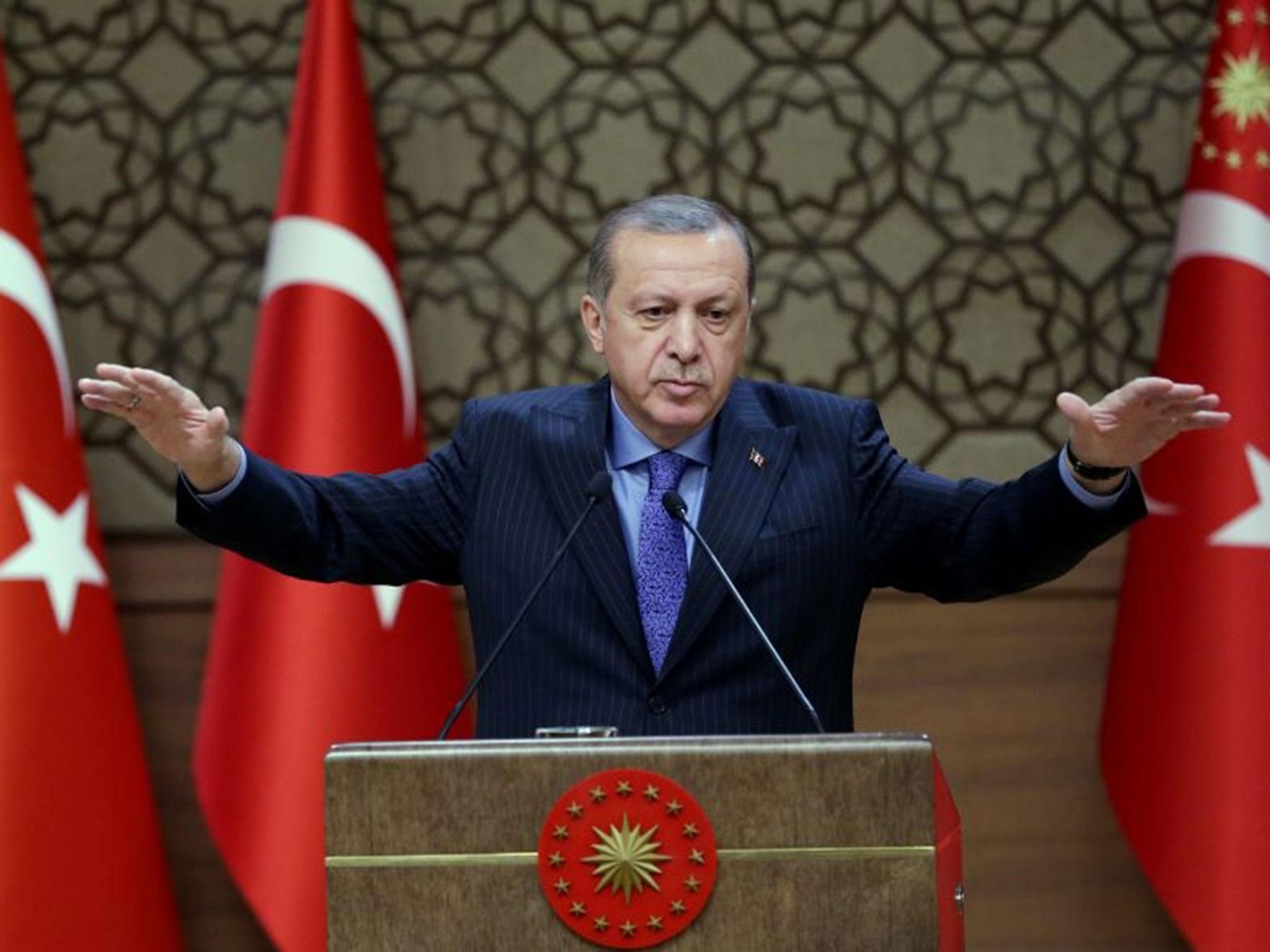 The Turkish President Recep Tayyip Erdogan has been criticised for his crackdown on opponents since the failed coup last year