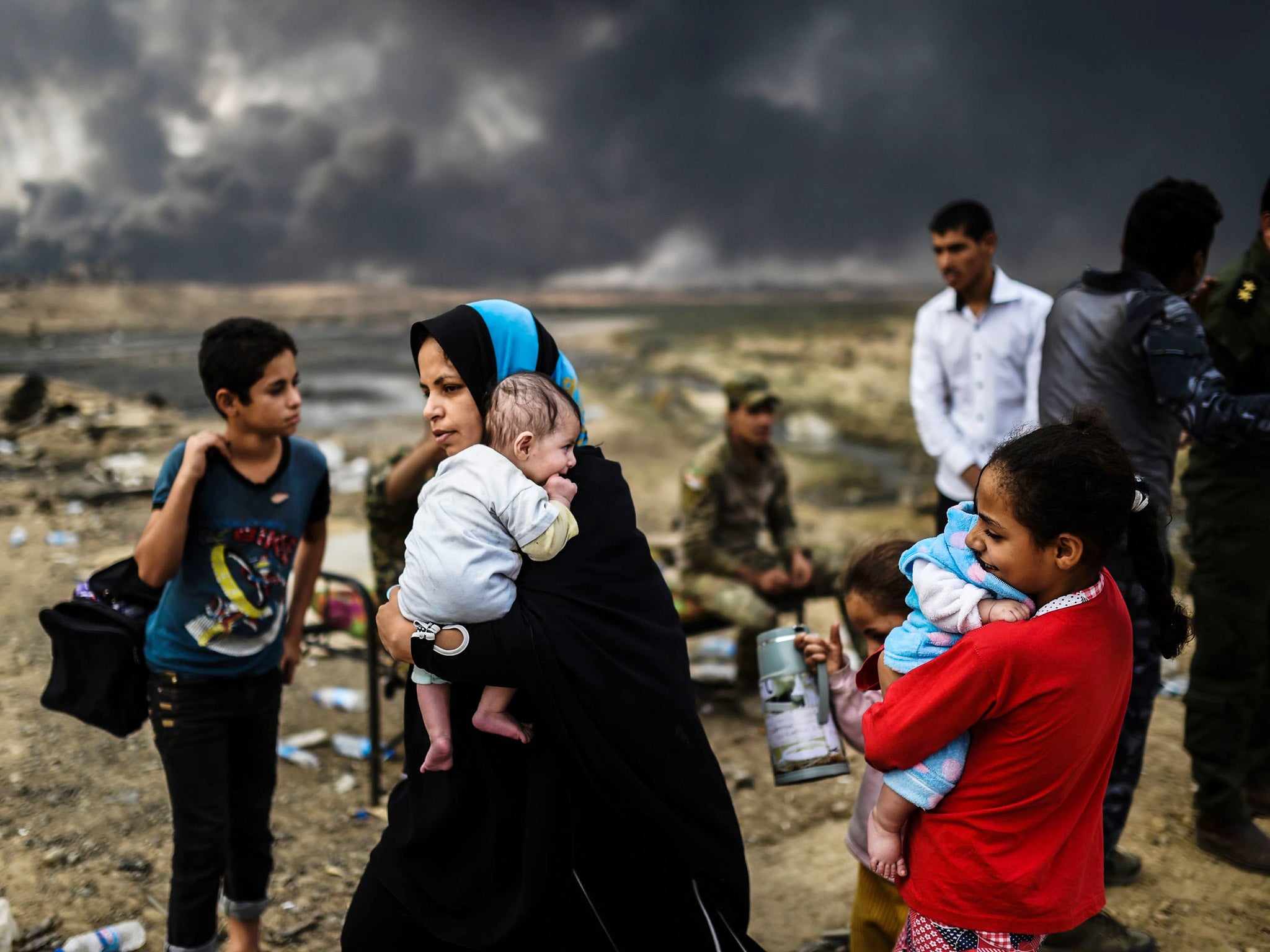 Iraqi families in villages surrounding Mosul have been displaced by the ongoing operation by Iraqi forces against Isis