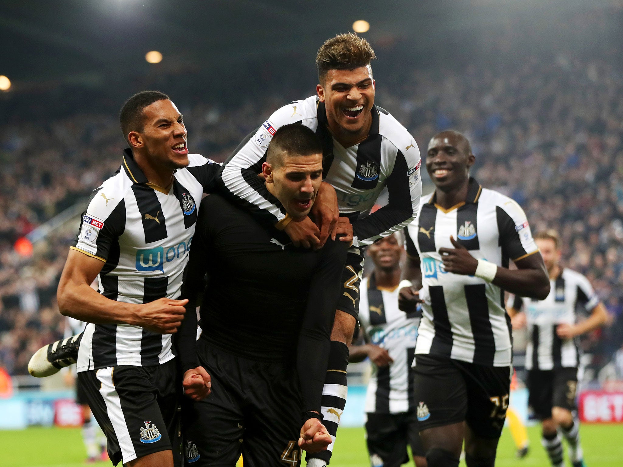 Aleksandar Mitrovic found the back of the net twice at St James' Park