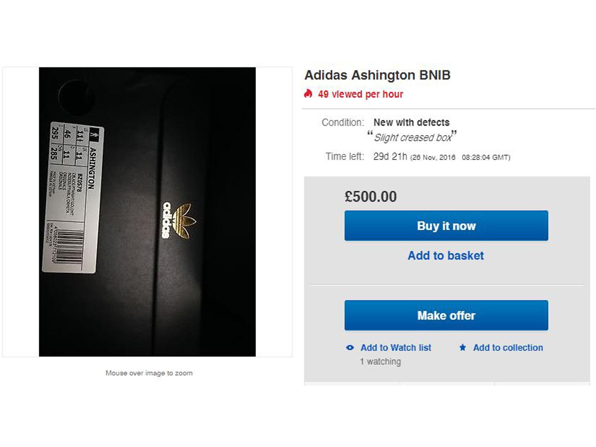 The 'Ashington' trainers are already being sold on eBay for up to £500