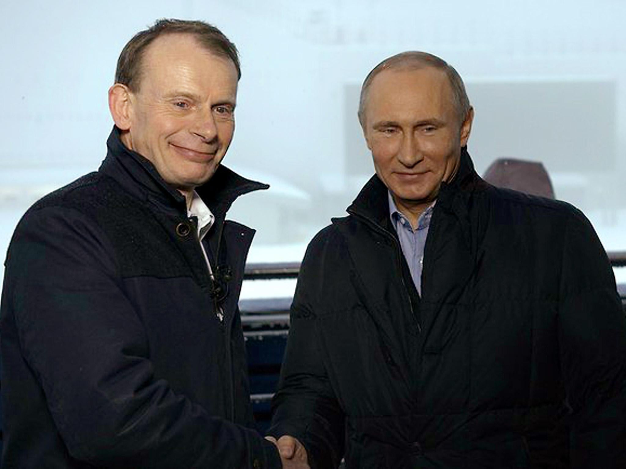 Her majesty appears to see a striking resemblance between the Russian leader and Mr Marr