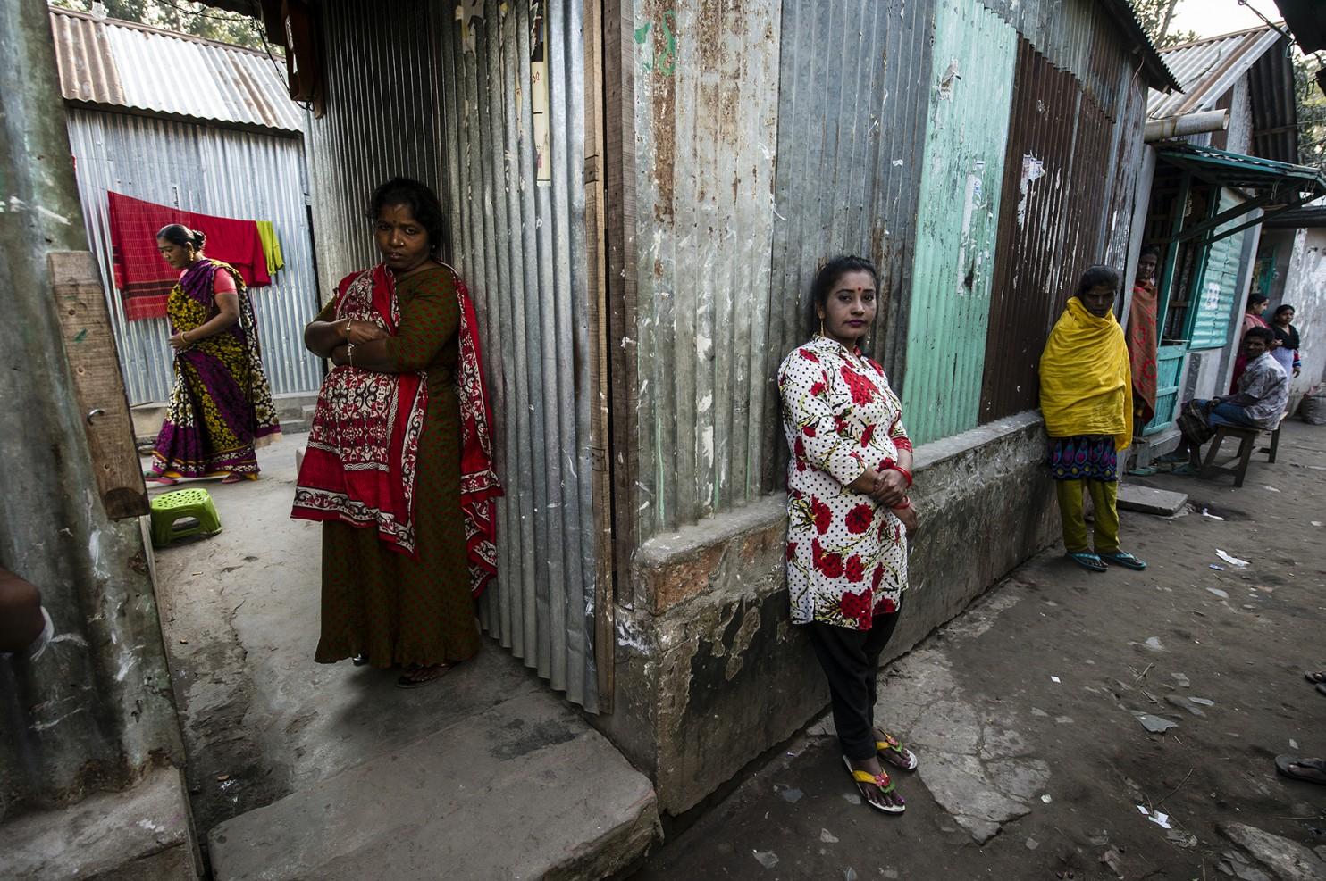 Women waiting for customers in the Kandapara brothel