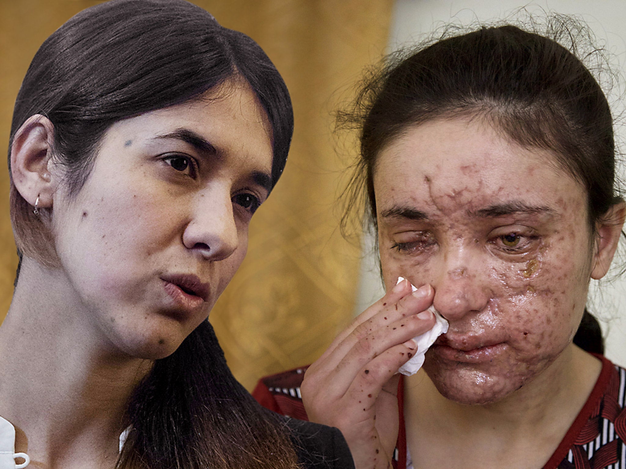 Survivors: Nadia Murad (left) and Lamiya Aji Bashar escaped Isis enslavement to become advocates for Yazidis, and were last month awarded the EU’s Sakharov human rights prize