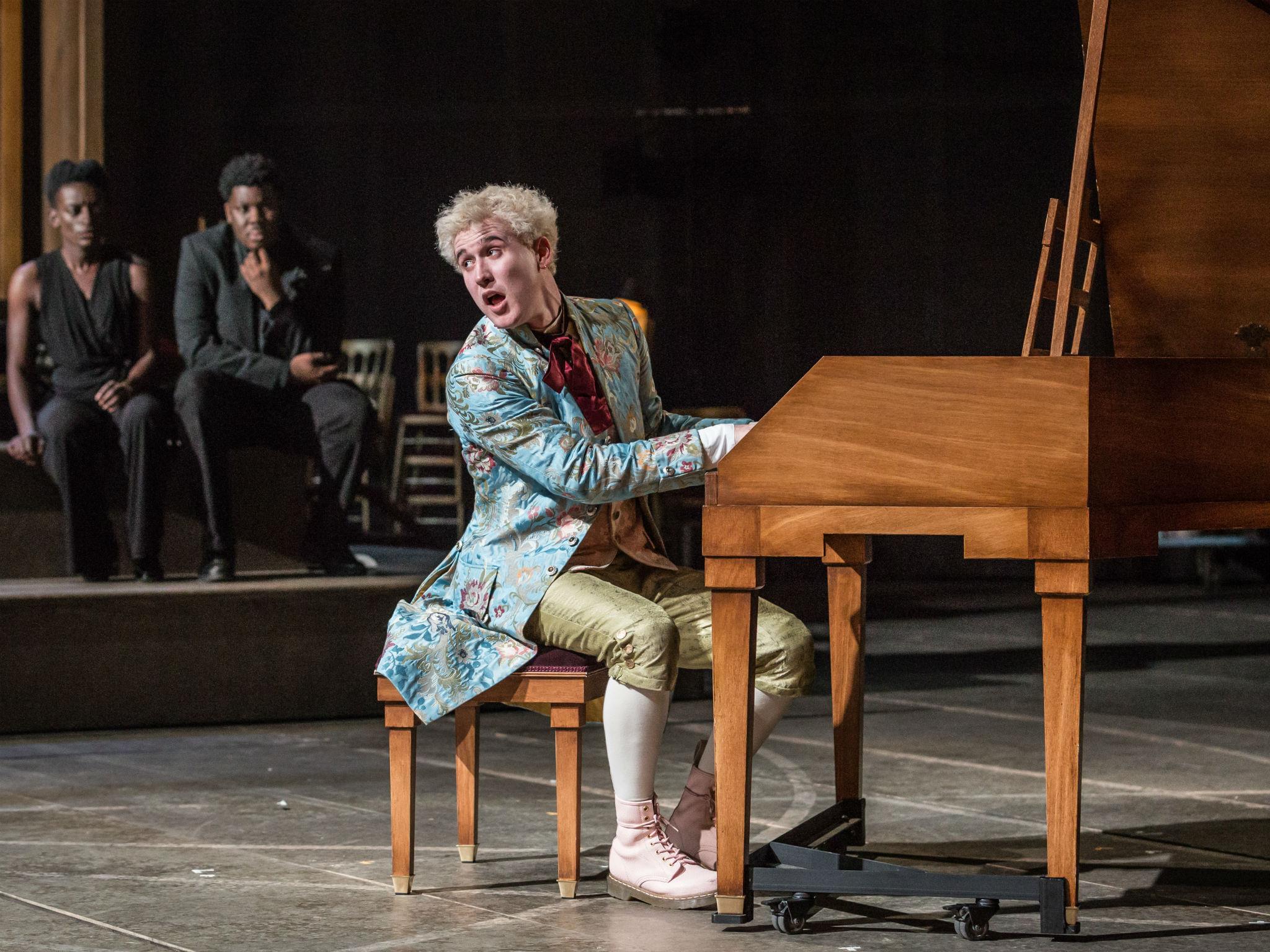 Adam Gillen as Mozart in Amadeus at the National Theatre