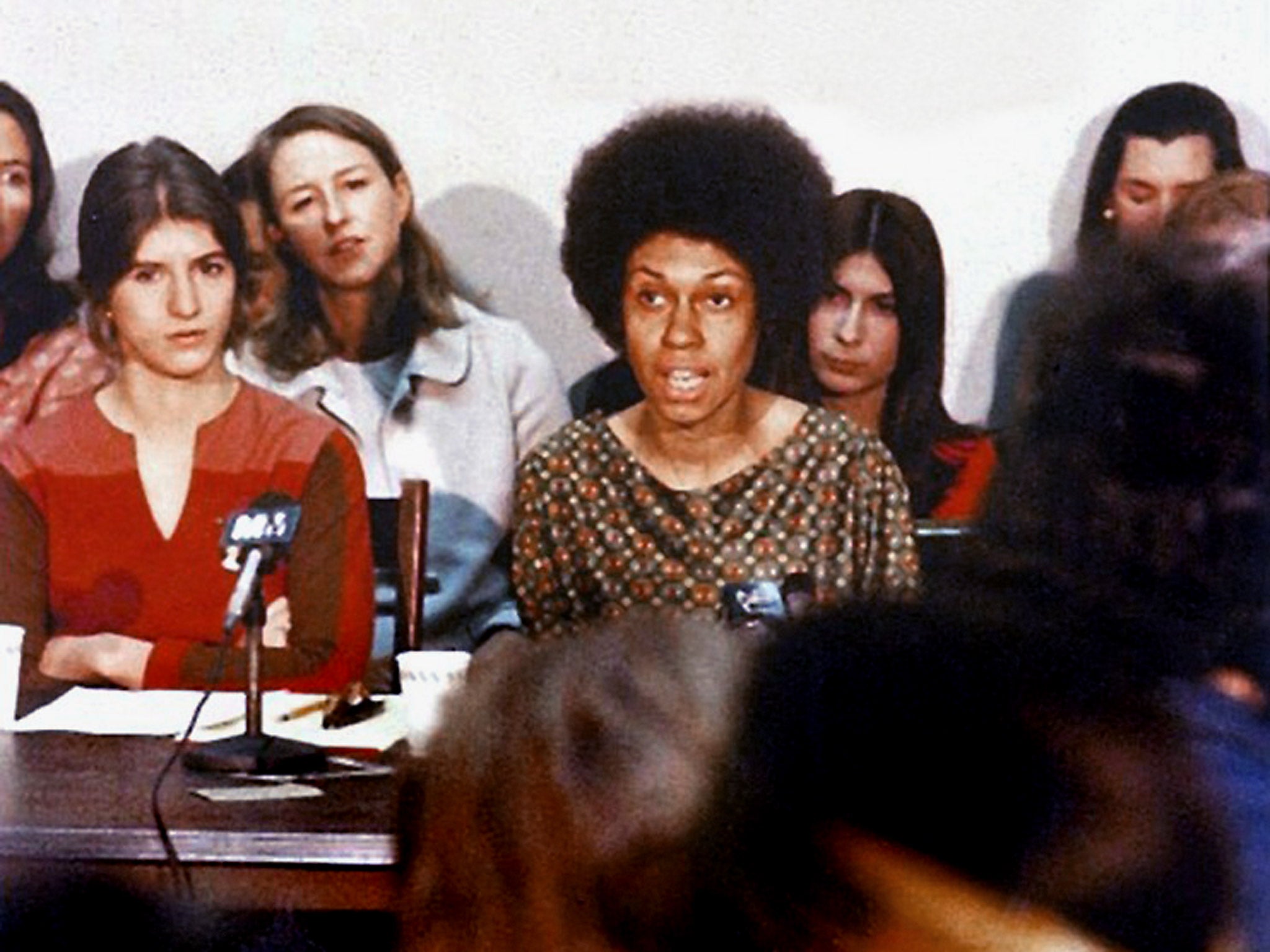 Civil rights lawyer Eleanor Holmes Norton at a press conference with Newsweek women who sued the magazine in 1970