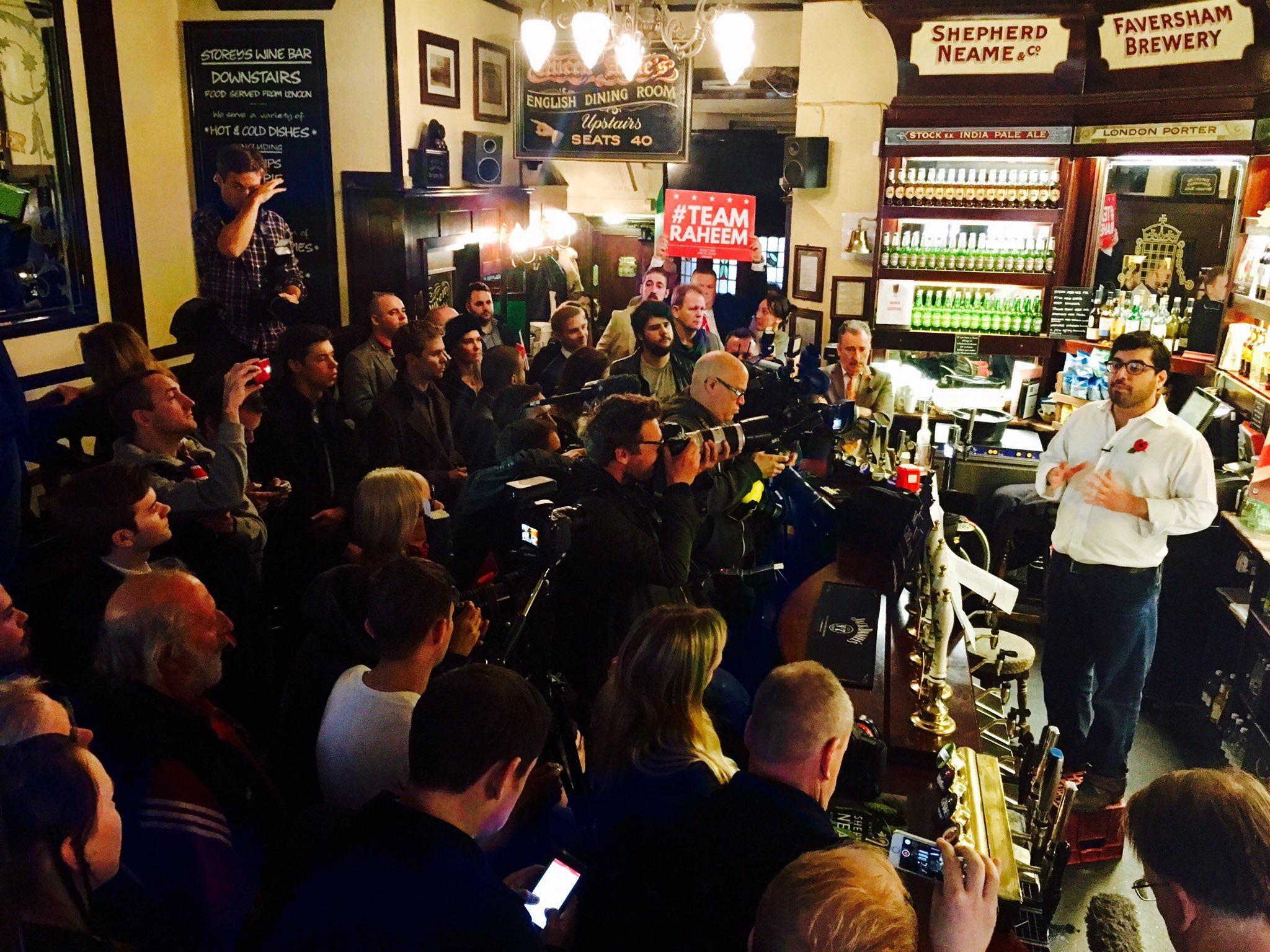 Raheem Kassam launches his Ukip leadership bid at the Westminster Arms pub