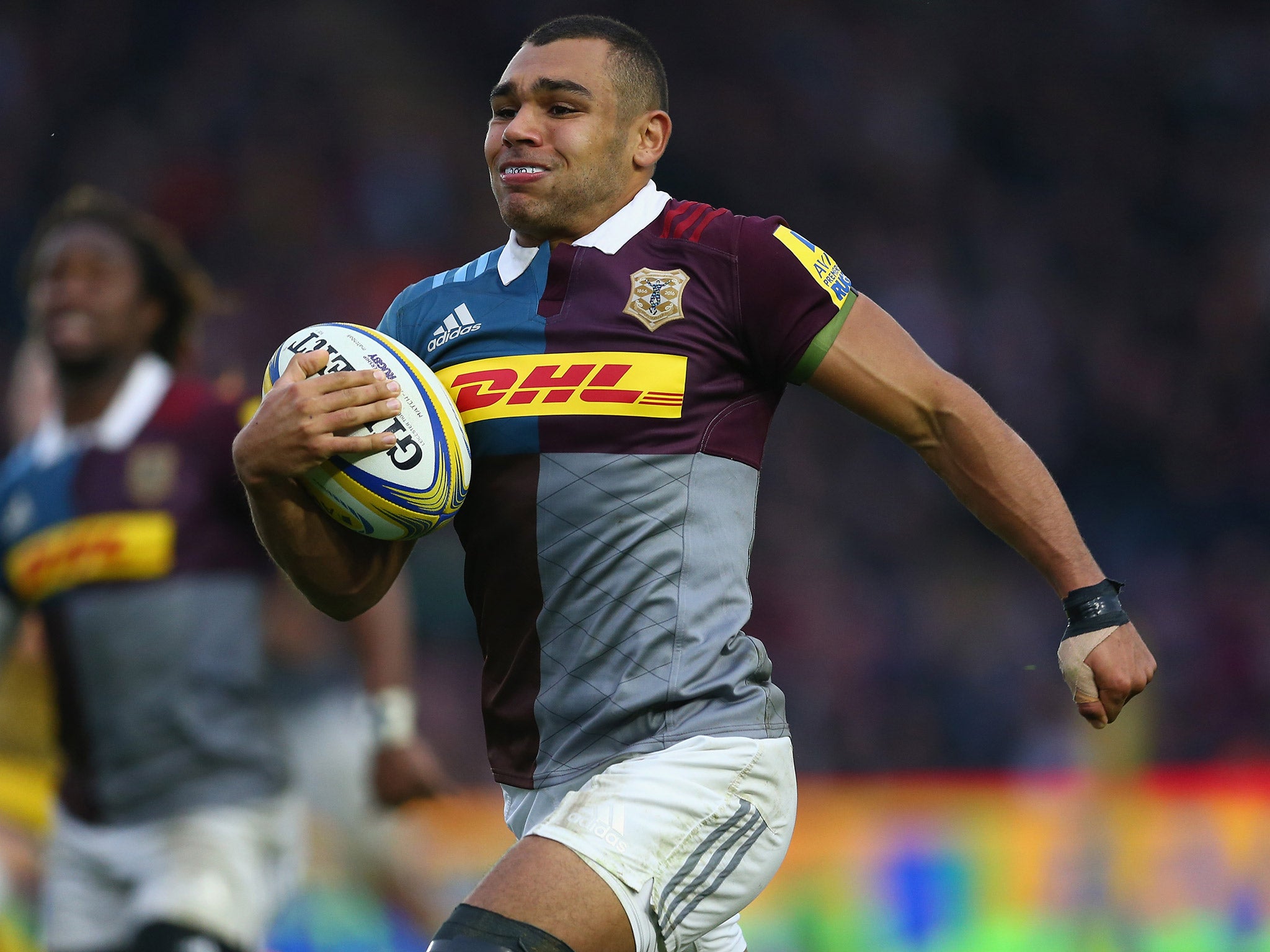 Joe Marchant sprints away for a try