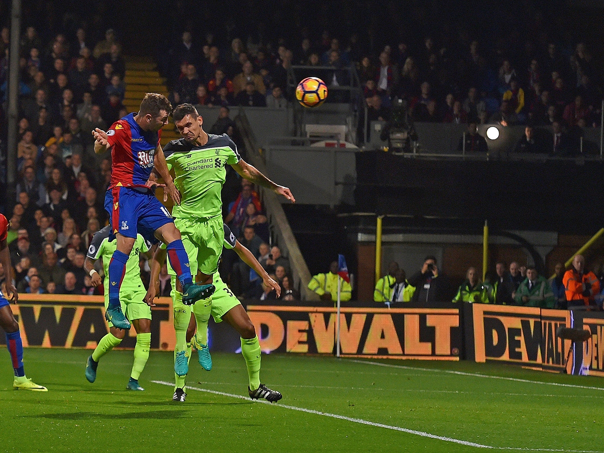 James McArthur heads in Crystal Palace's second goal