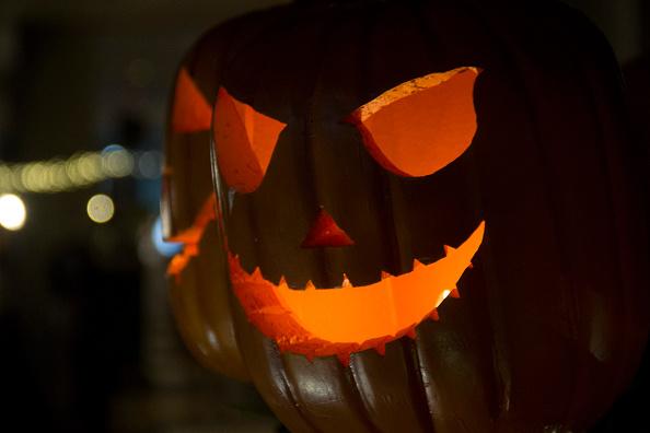 Fruit ghost pumpkin to celebrate of Halloween in Beachwalk, Bali, Indonesia