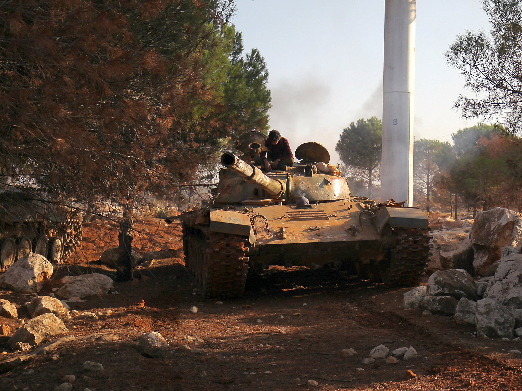 A rebel fighters' armoured vehicle