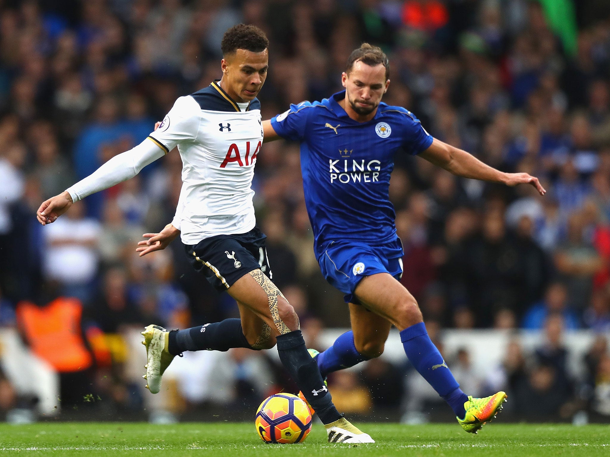 Dele Alli looks to get away from Danny Drinkwater