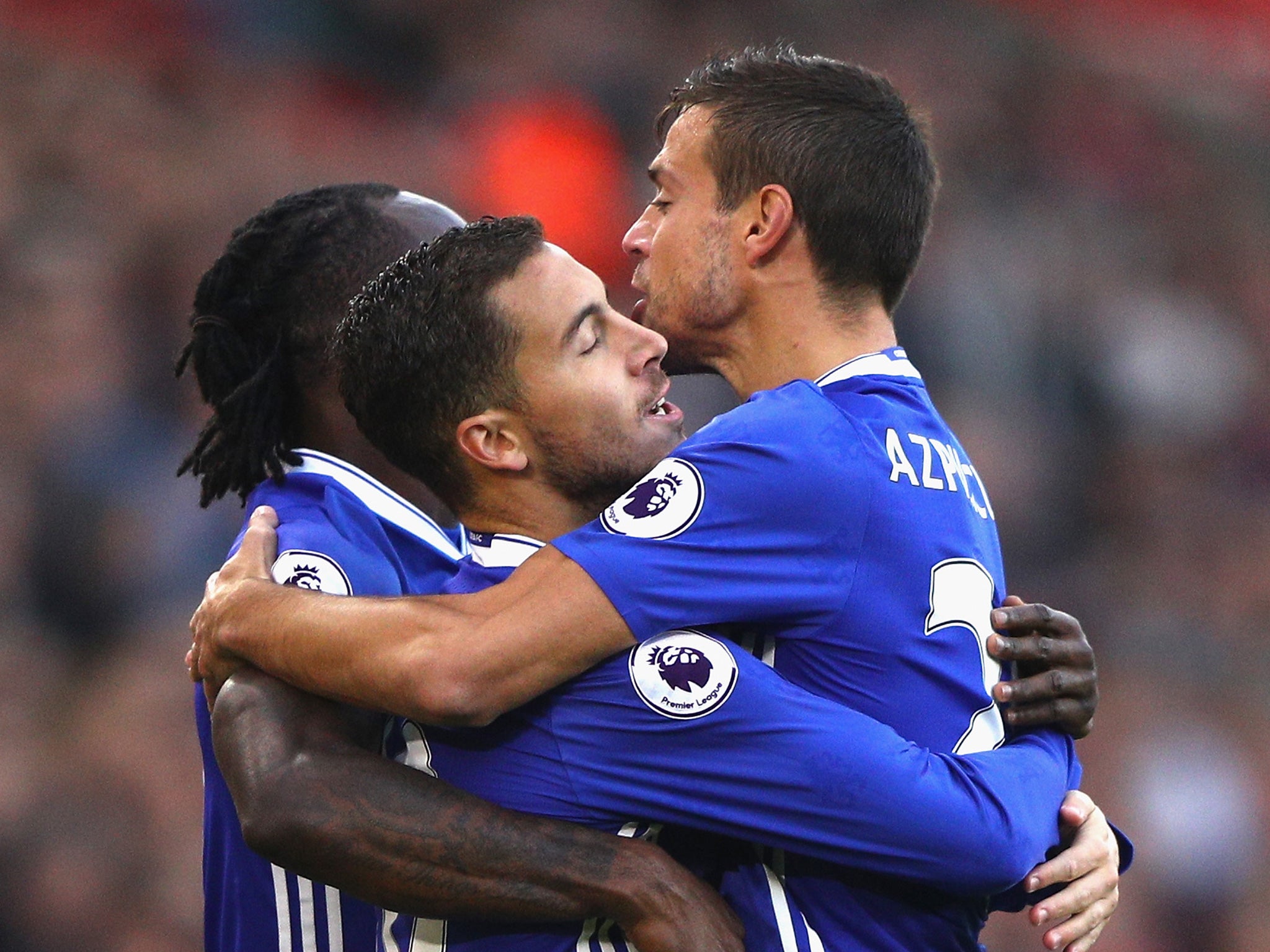 Hazard was mobbed by his team-mates after striking early on