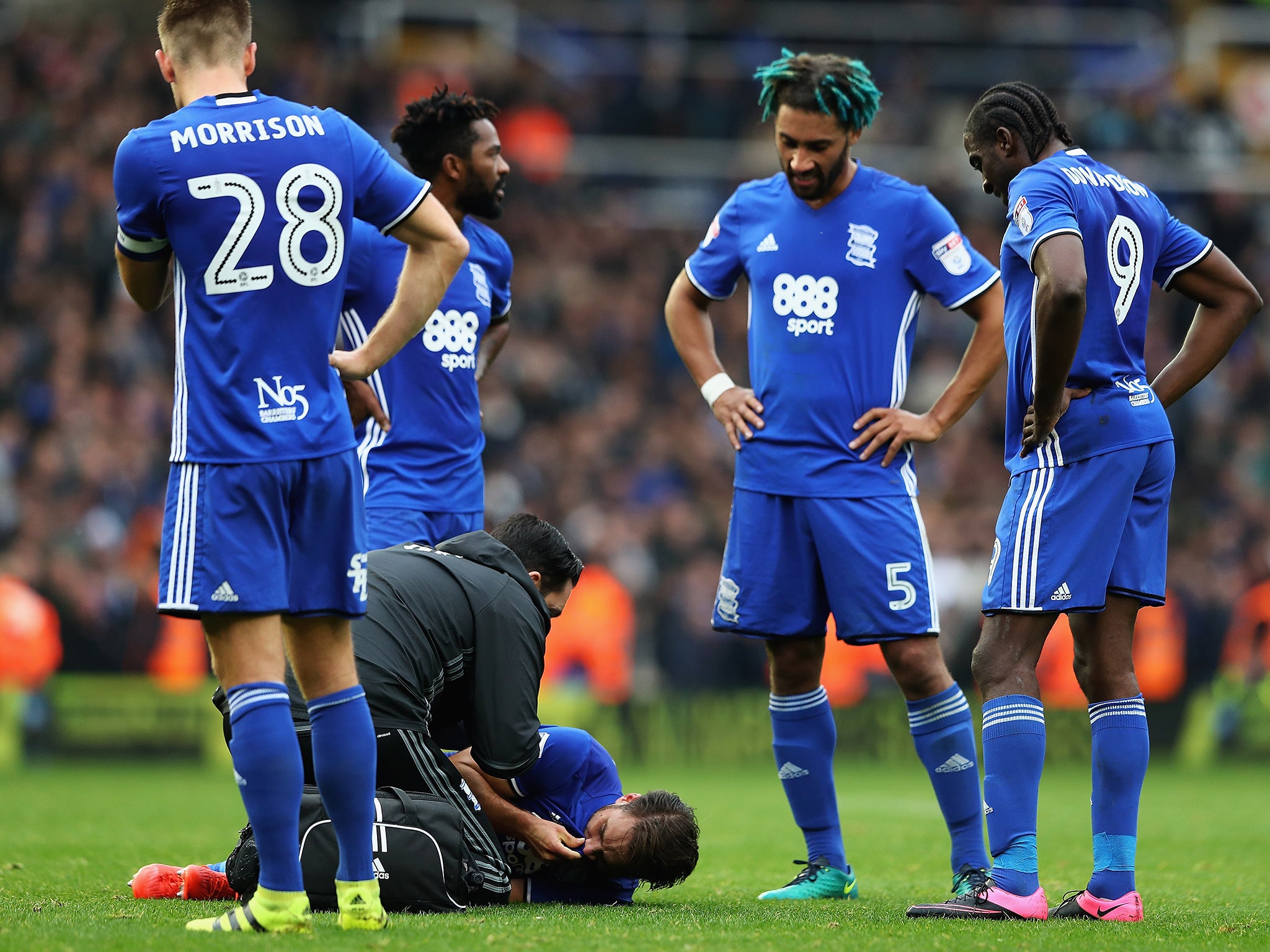 Wiggins was stretchered off following a clash with Gestede