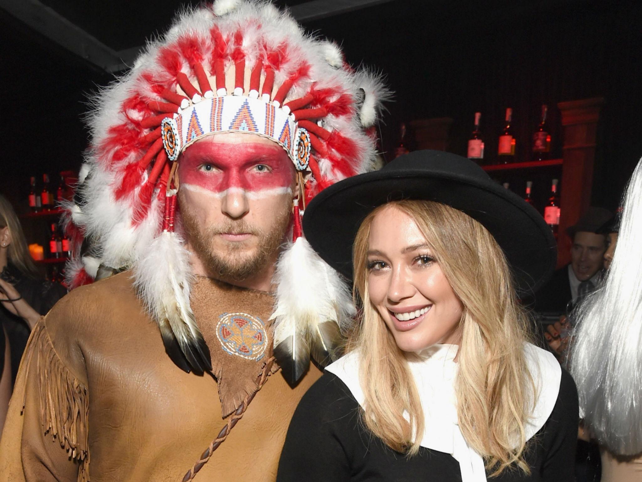 Hilary Duff and her boyfriend Jason Walsh went to a Halloween party as a Native American and pilgrim pair