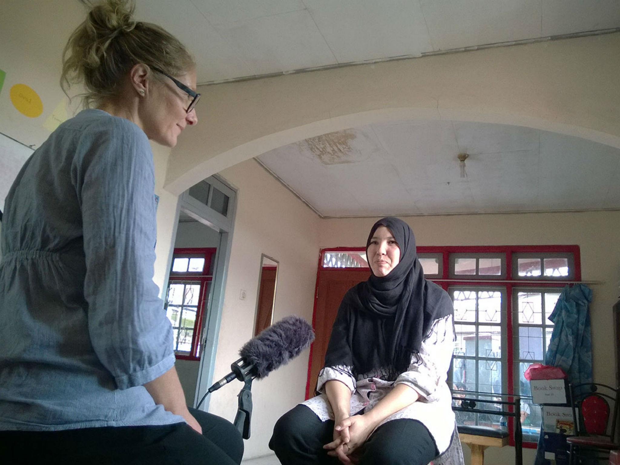 Eva Orner (left) making her documentary Chasing Asylum, which exposes the Pacific camps and the way Australia treats refugees