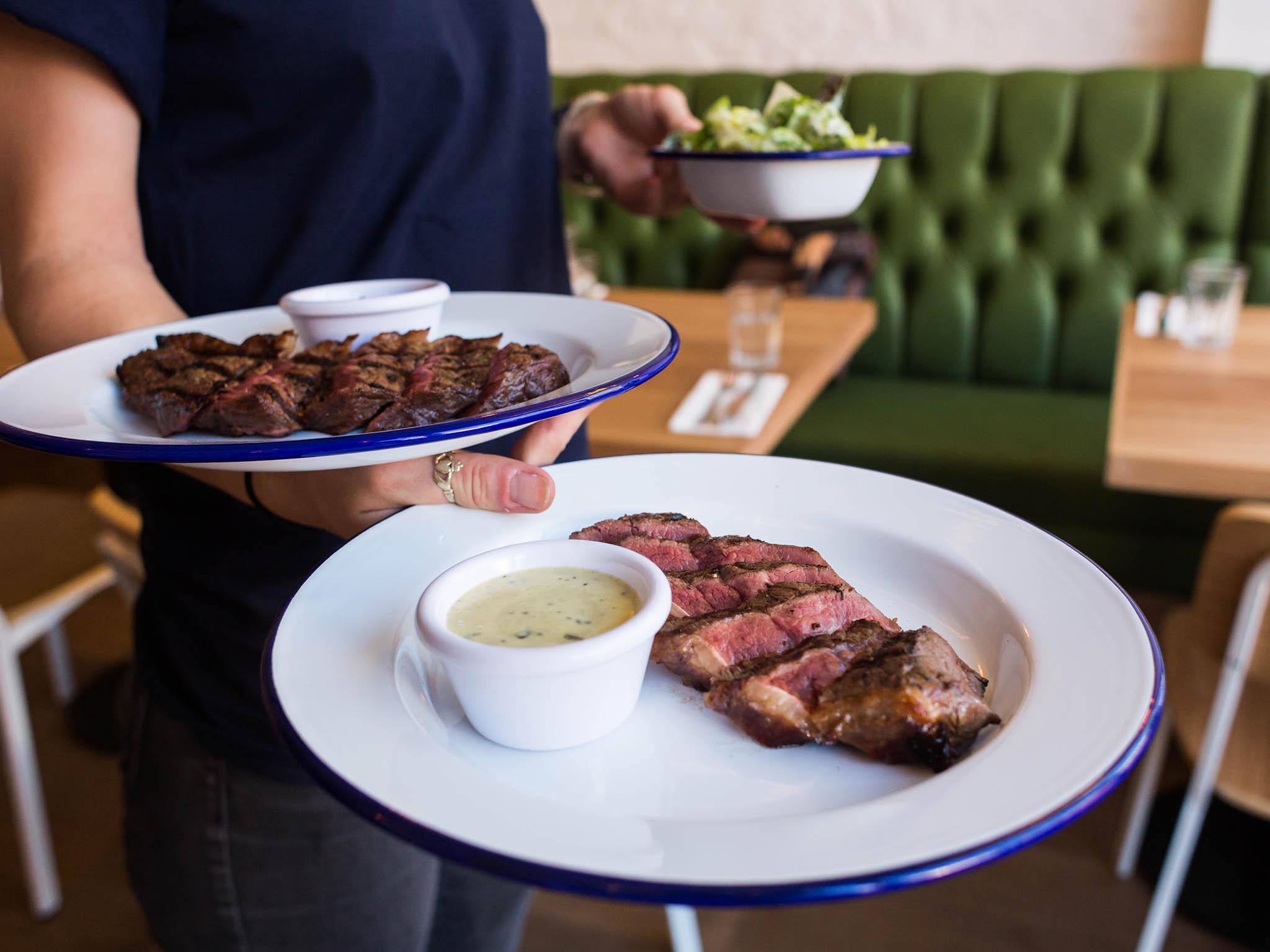 The steak dish cooked bavette-style